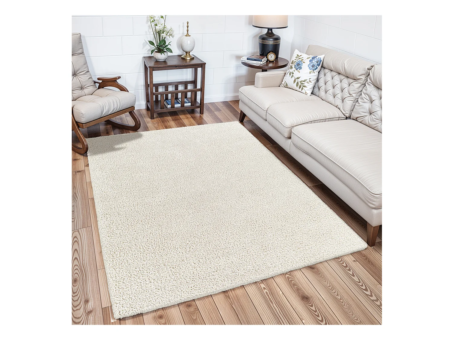 Tapis Shaggy Uni - Beige - 160x213cm - CLAIRE