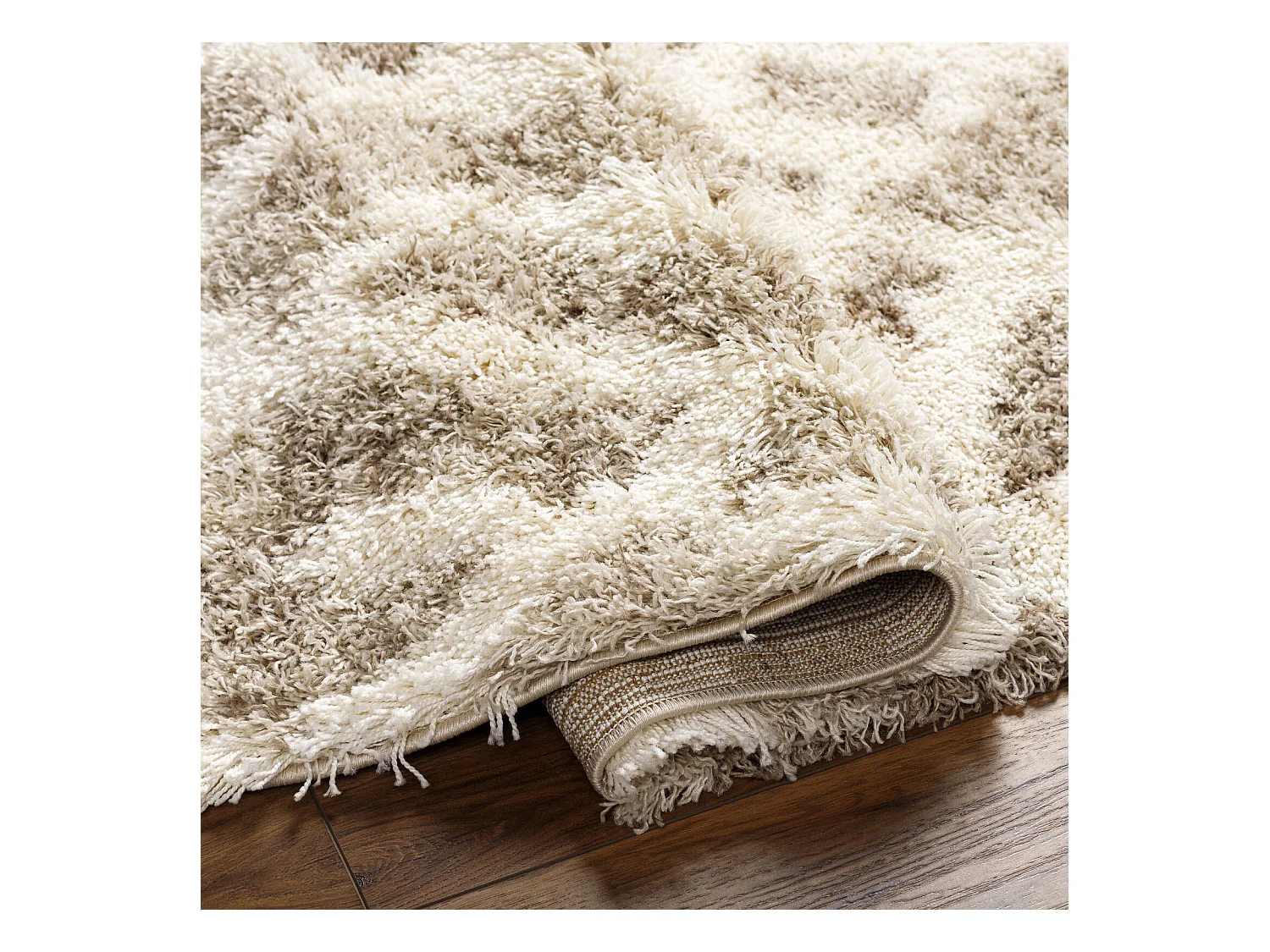 Zacht Hoogpolig Shaggy Scandinavisch Boho Tapijt - Wit/Beige - 160x220cm - PAULA