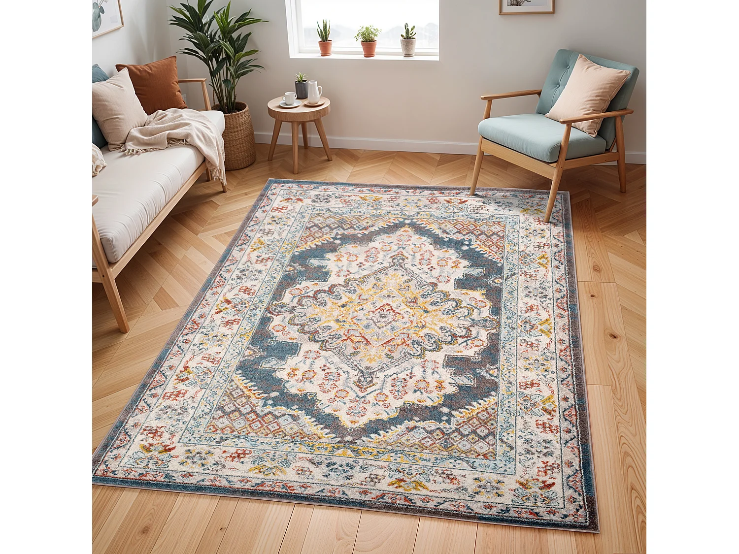 Tapis Vintage Oriental - Multicolore/Gris - 160x213cm - JADE