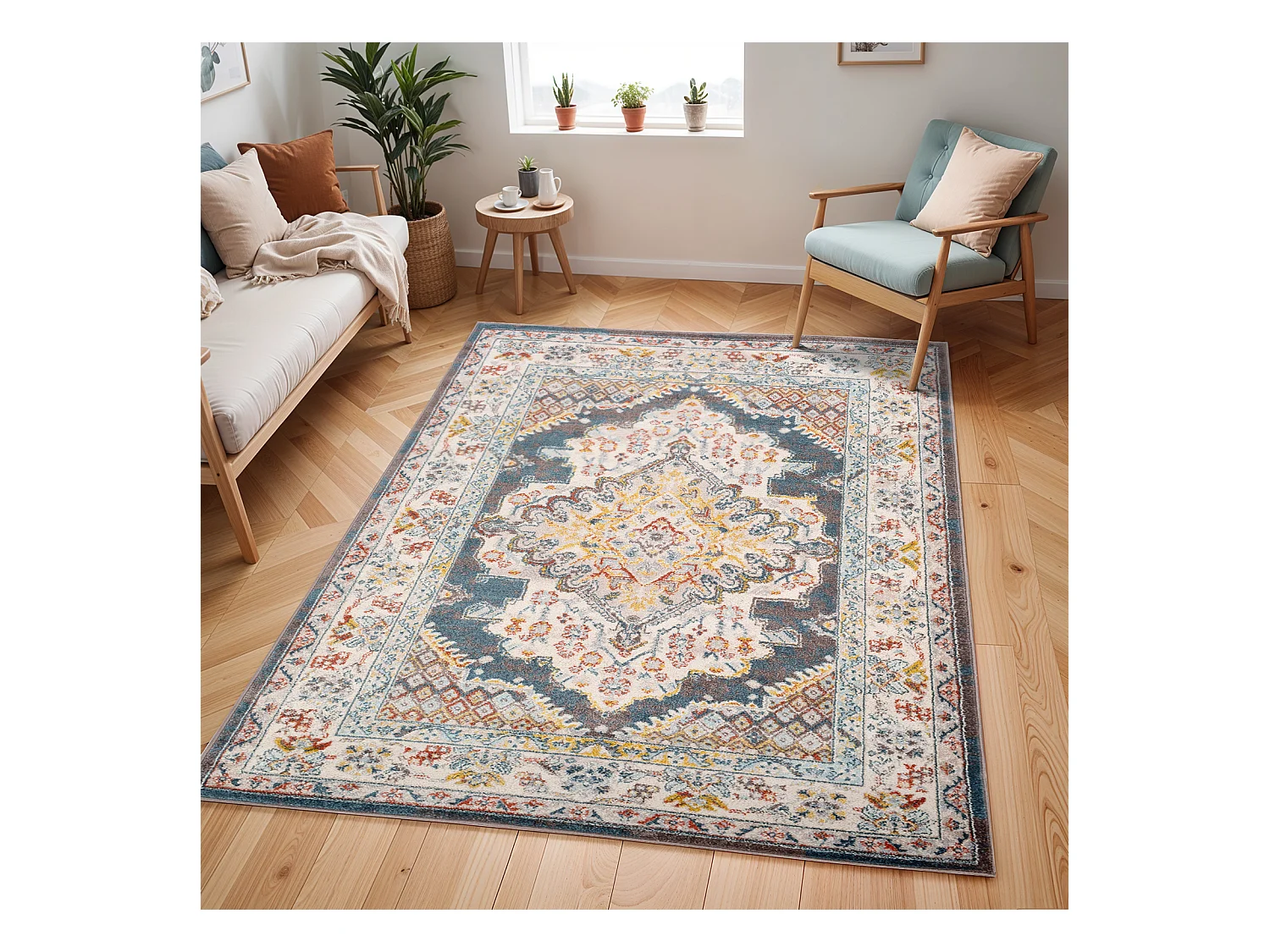 Tapis Vintage Oriental - Multicolore/Gris - 160x213cm - JADE