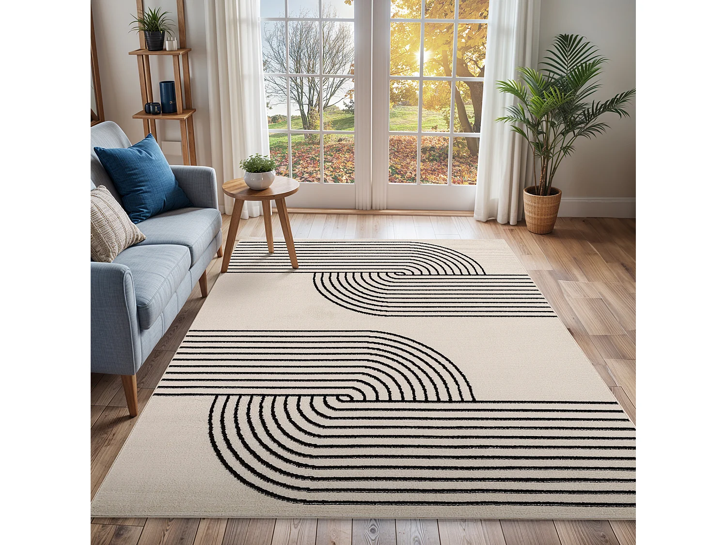 Tappeto Scandinavo Moderno - Bianco/Nero - 152x213cm - CONSTANCE