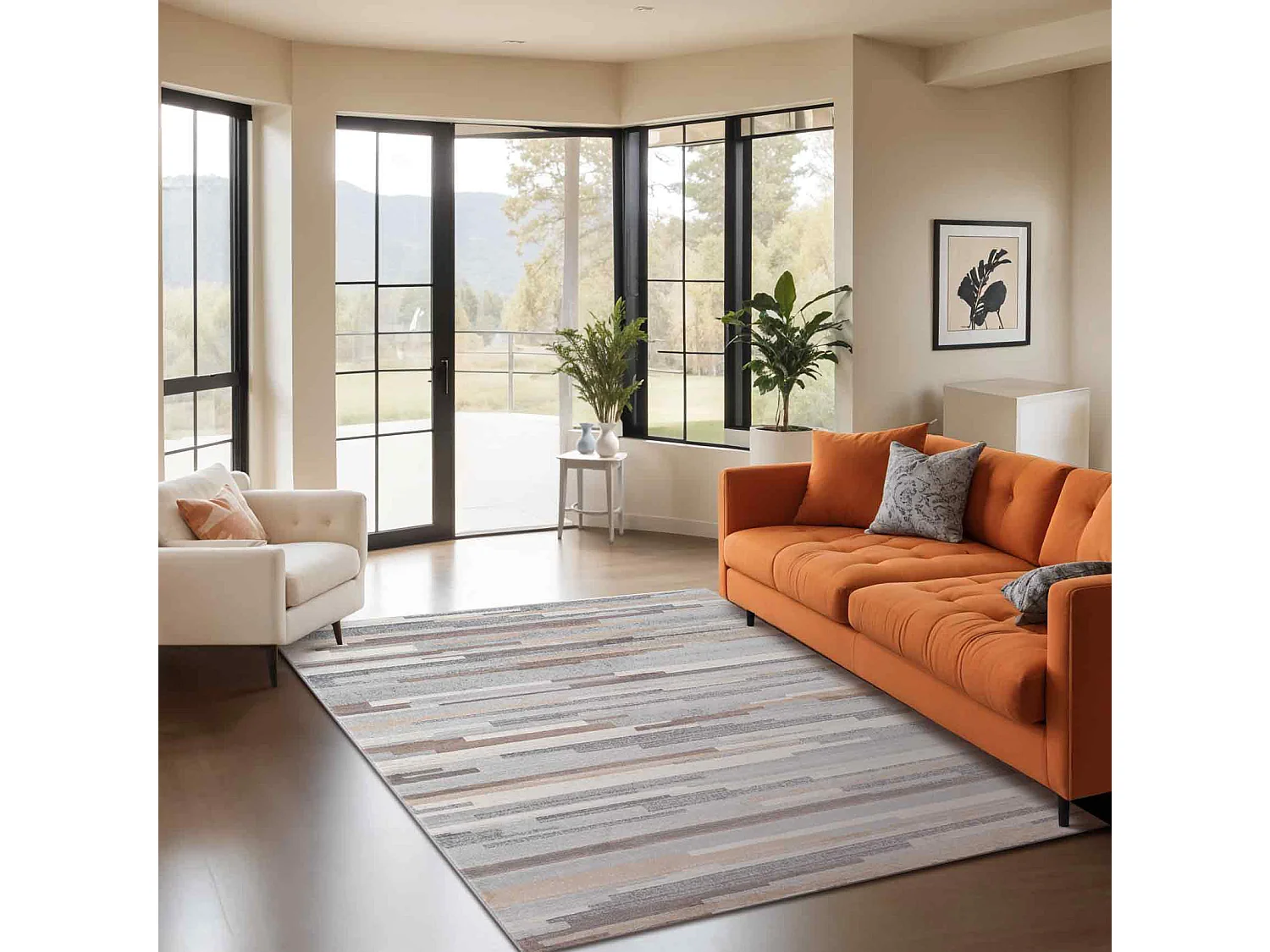 Tapis Scandinave Moderne - Blanc/Marron - 200x275cm - KATHERINE