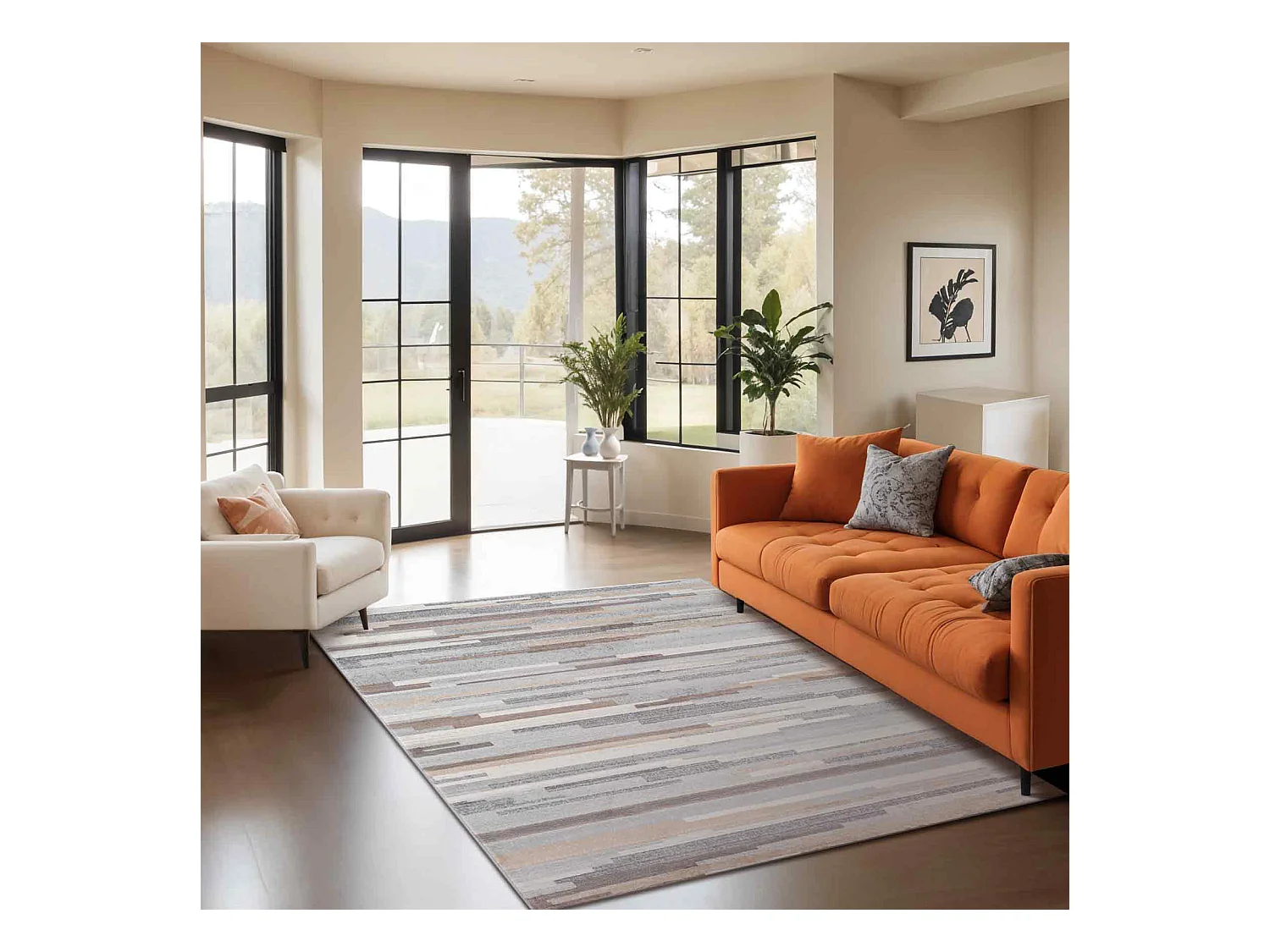 Modern Scandinavisch Tapijt - Wit/Bruin - 200x275cm - KATHERINE