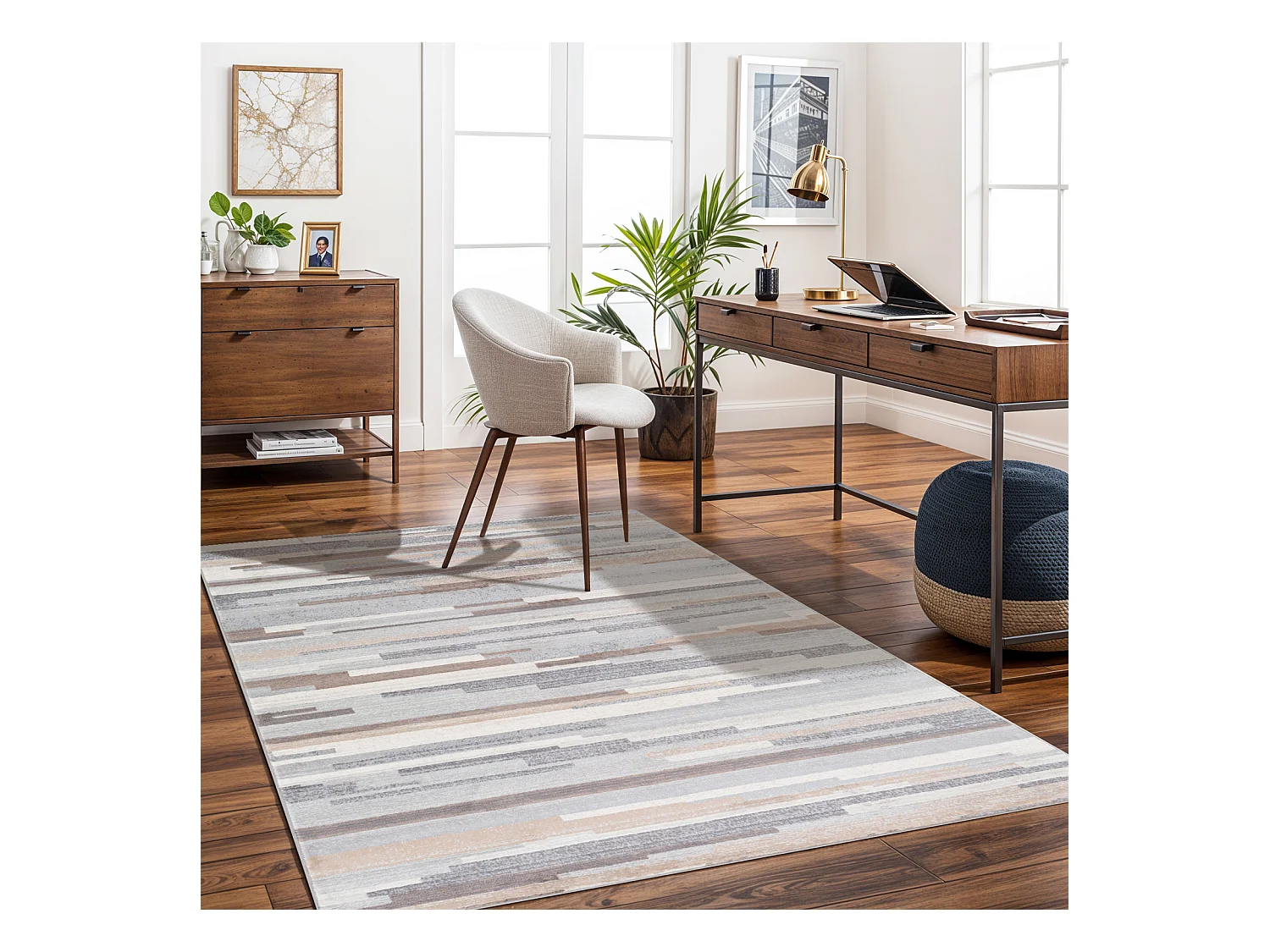 Modern Scandinavisch Tapijt - Wit/Bruin - 200x275cm - KATHERINE