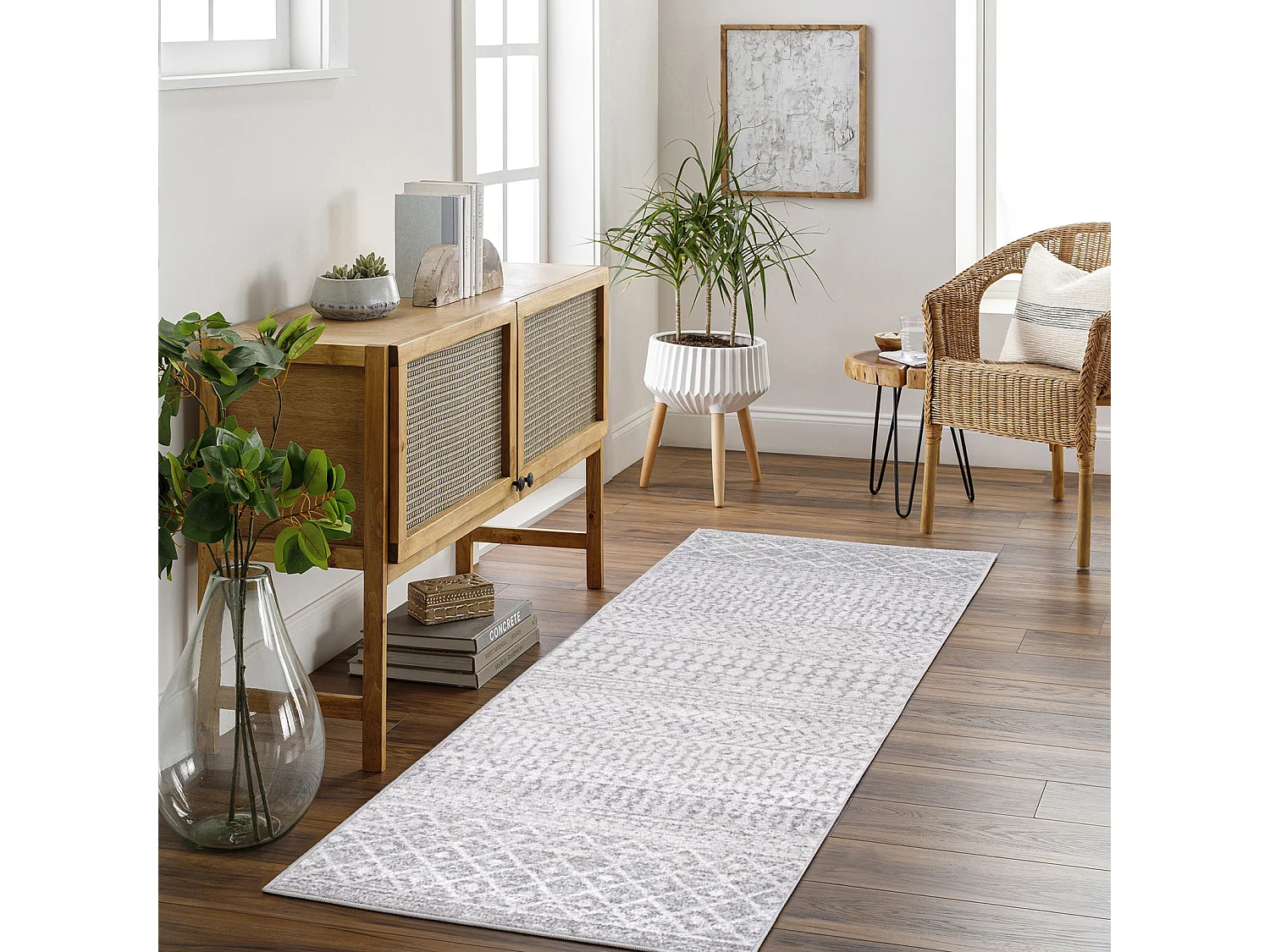 Scandinavisch Boho Tapijt - Grijs/Wit - 160x230cm - MILA