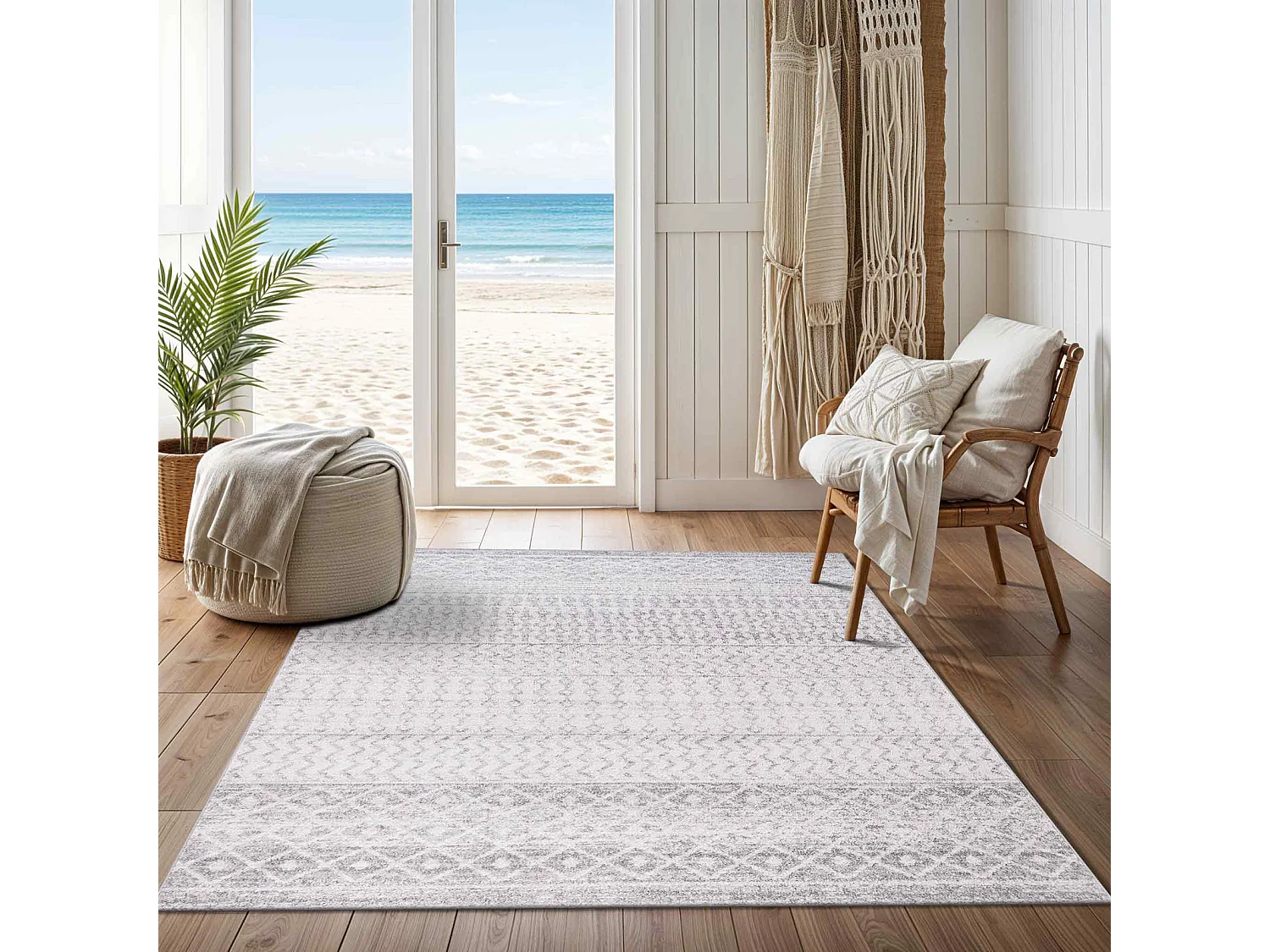 Scandinavisch Boho Tapijt - Grijs/Wit - 160x230cm - MILA