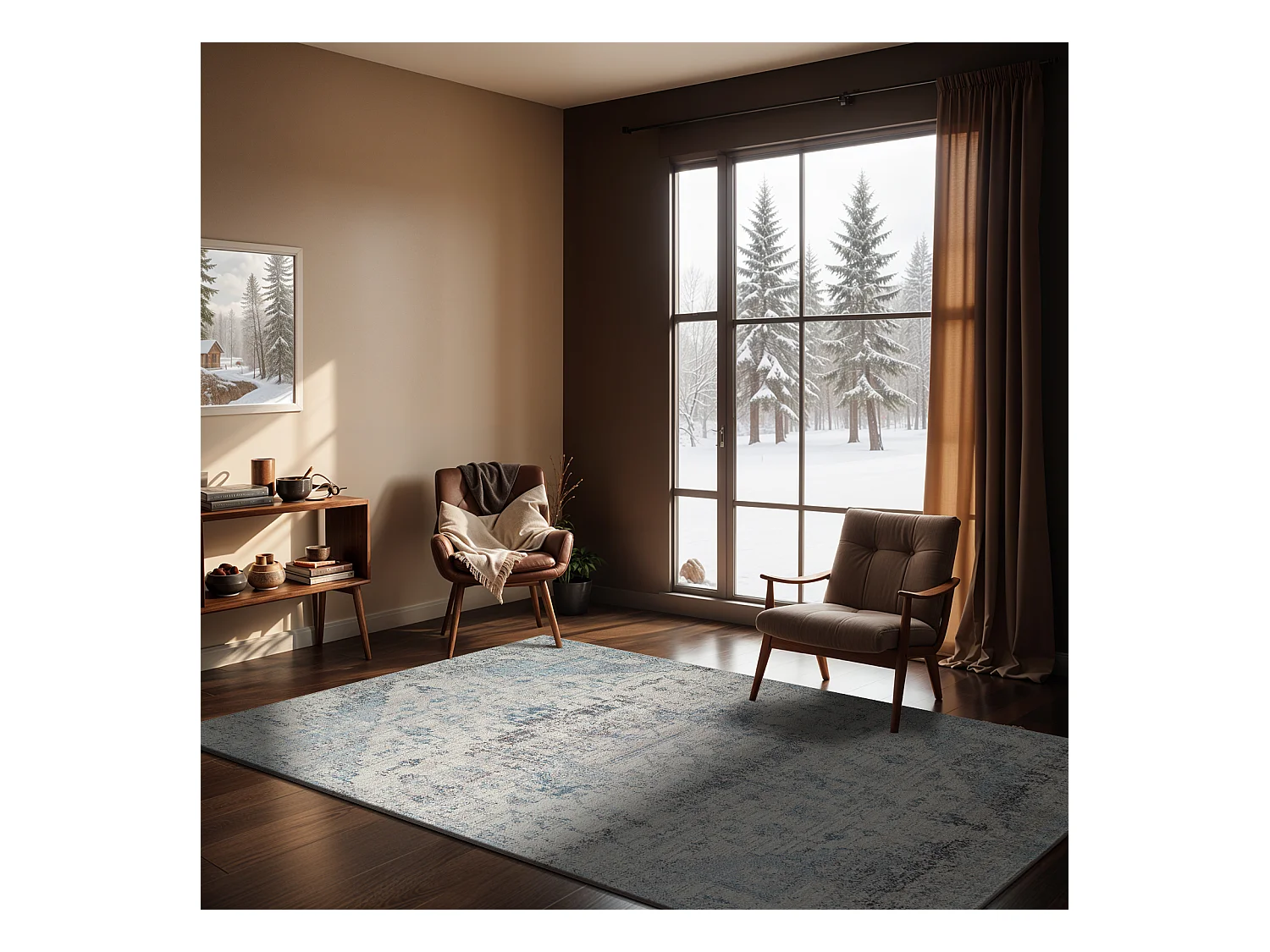 Vintage Oosters Tapijt - Ivoor/Blauw - 160x213cm - LYA