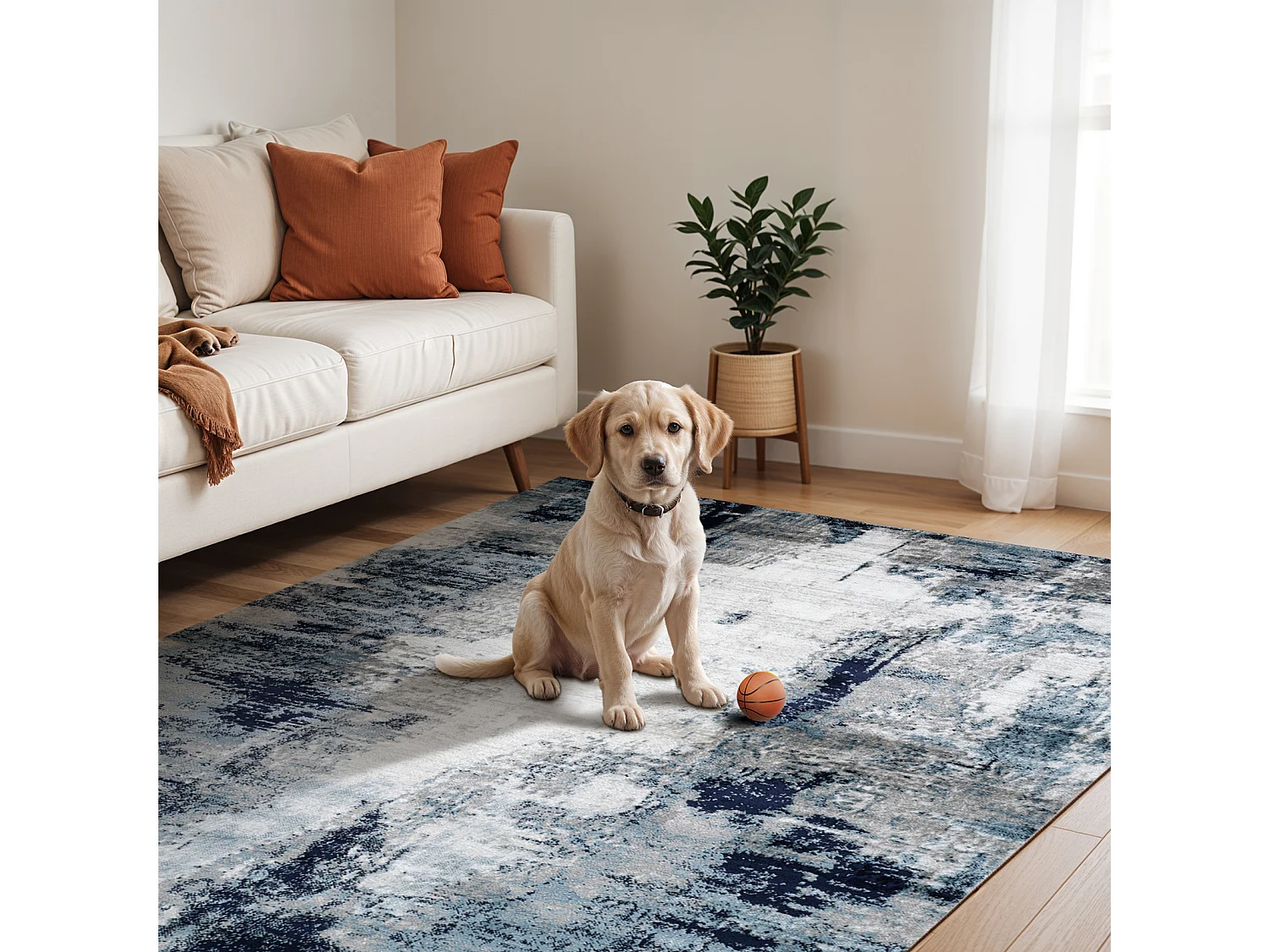 Alfombra Abstracta Moderna - Azul/Blanco/Gris - 200x275cm - GIULIA