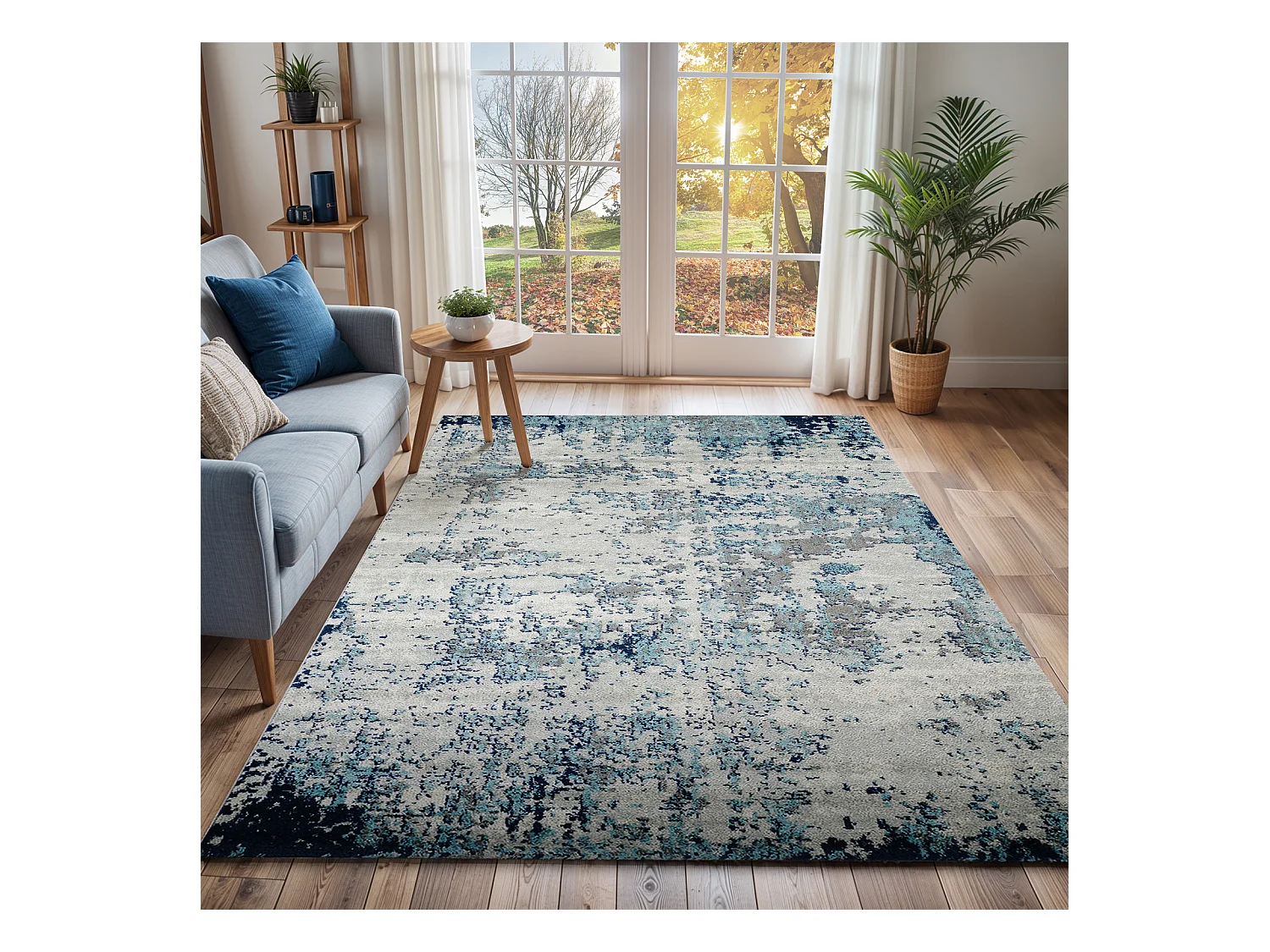 Tappeto Astratto Moderno - Blu/Grigio/Bianco - 160x220cm - SARAH