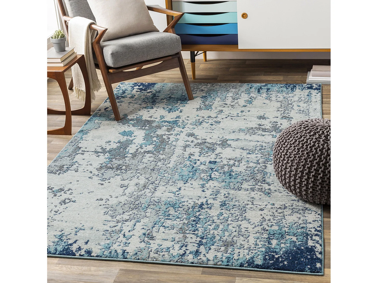 Tappeto Astratto Moderno - Blu/Grigio/Bianco - 160x220cm - SARAH