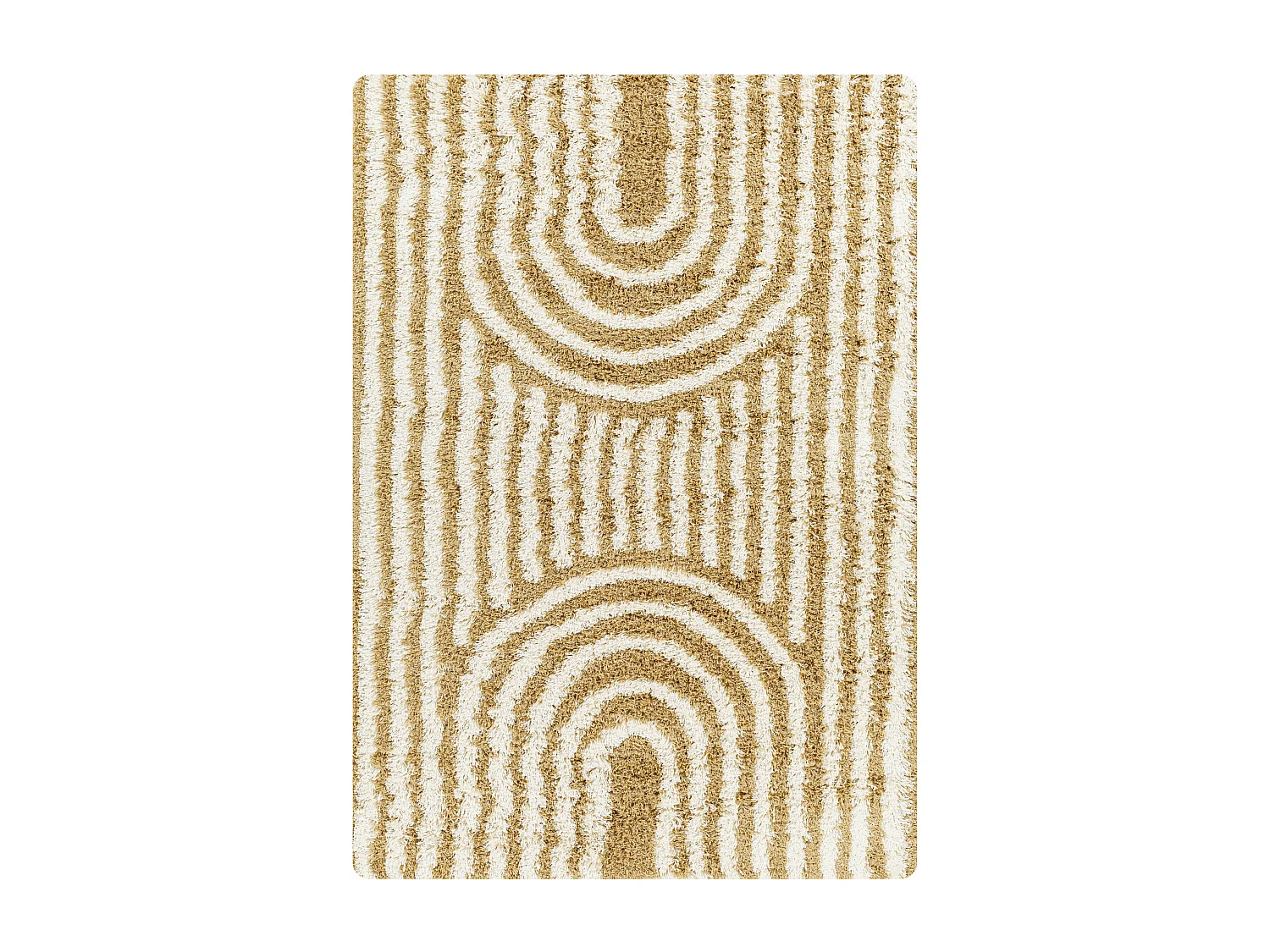 Zacht Hoogpolig Shaggy Tapijt - Wit/Moutarde - 160x220cm - CHRISTINA