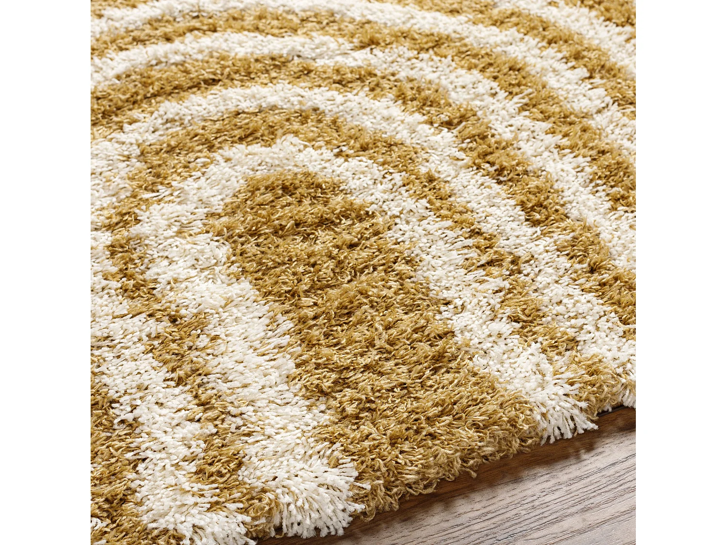 Zacht Hoogpolig Shaggy Tapijt - Wit/Moutarde - 160x220cm - CHRISTINA