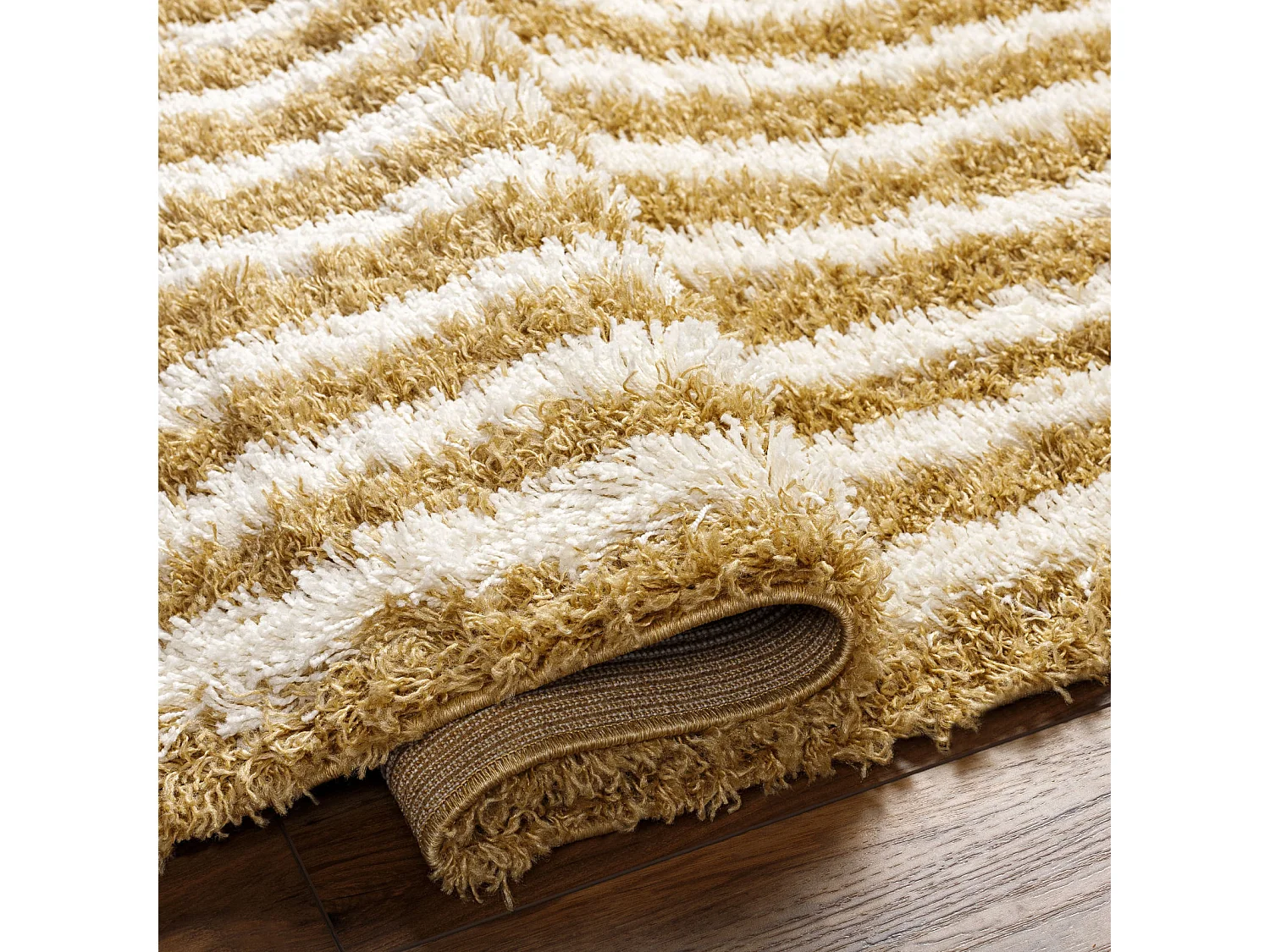 Zacht Hoogpolig Shaggy Tapijt - Wit/Moutarde - 160x220cm - CHRISTINA