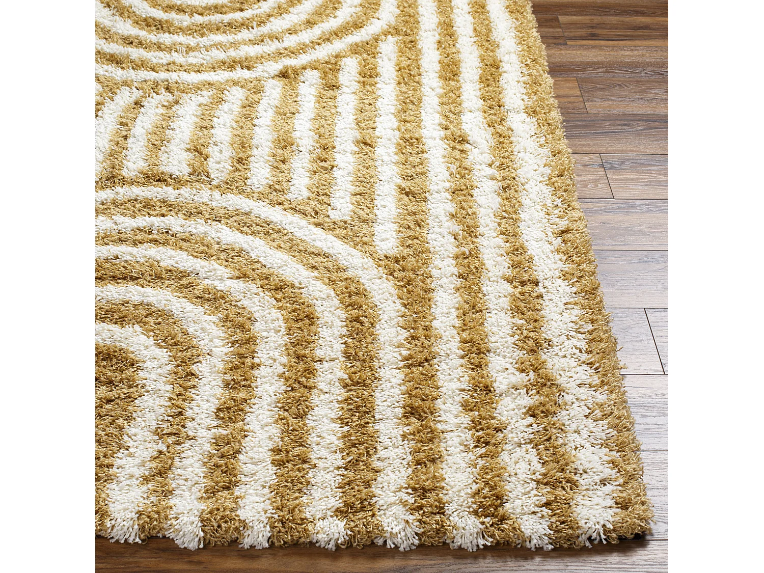 Zacht Hoogpolig Shaggy Tapijt - Wit/Moutarde - 160x220cm - CHRISTINA