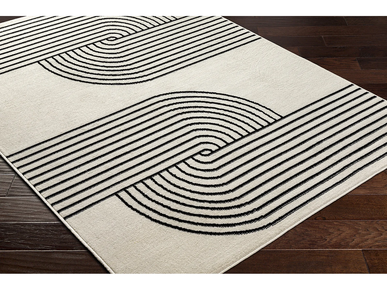 Tapis Scandinave Moderne - Blanc/Noir - 200x275cm - CONSTANCE