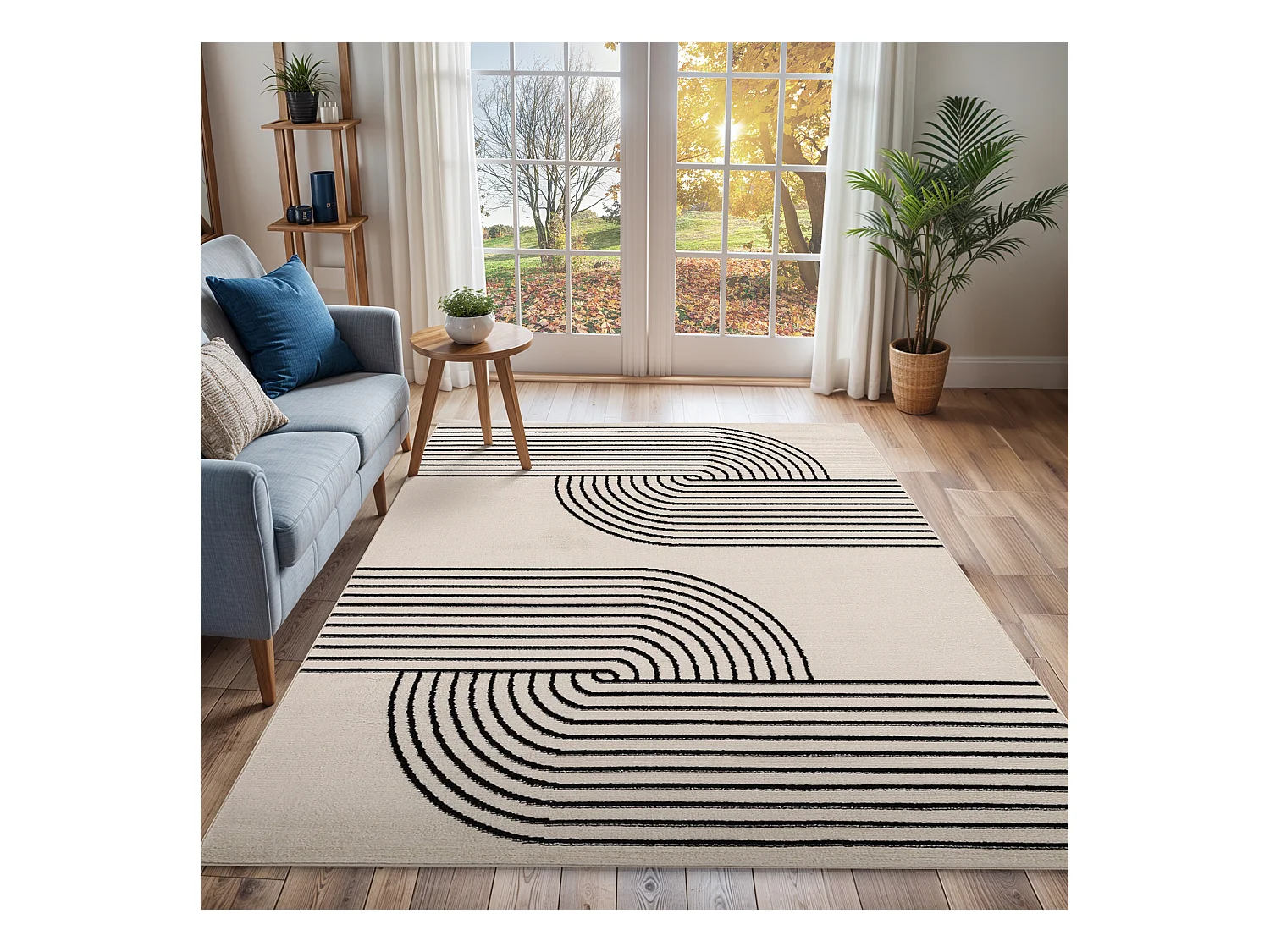 Modern Scandinavisch Tapijt - Wit/Zwart - 200x275cm - CONSTANCE