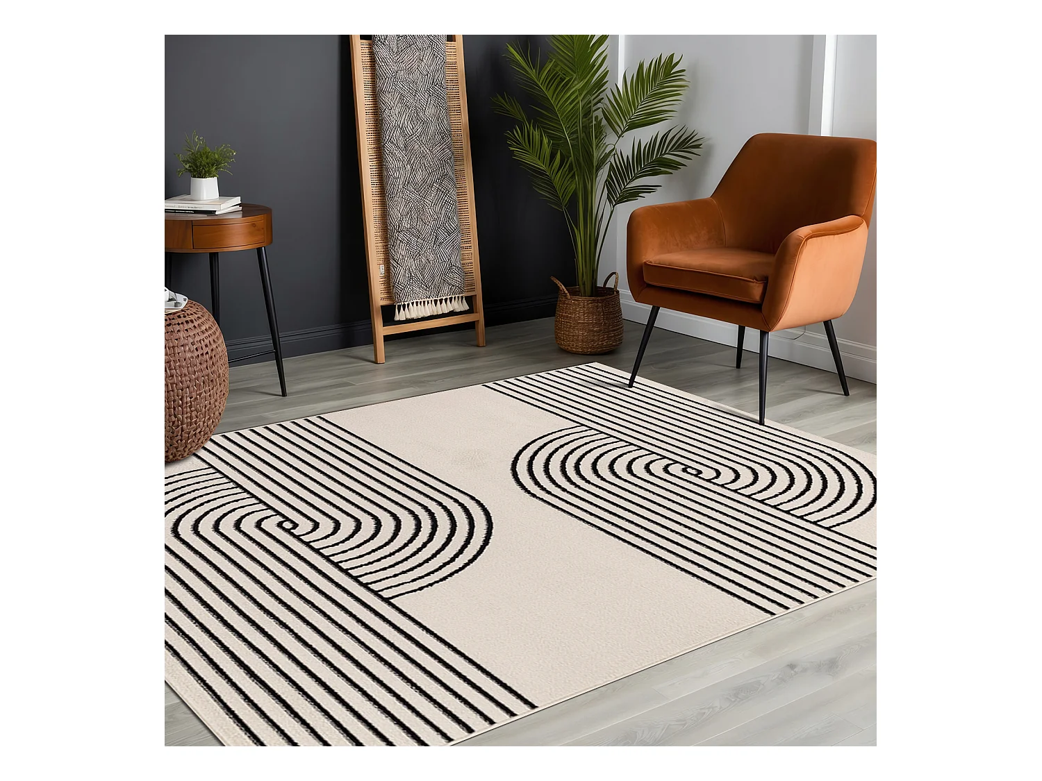 Modern Scandinavisch Tapijt - Wit/Zwart - 200x275cm - CONSTANCE