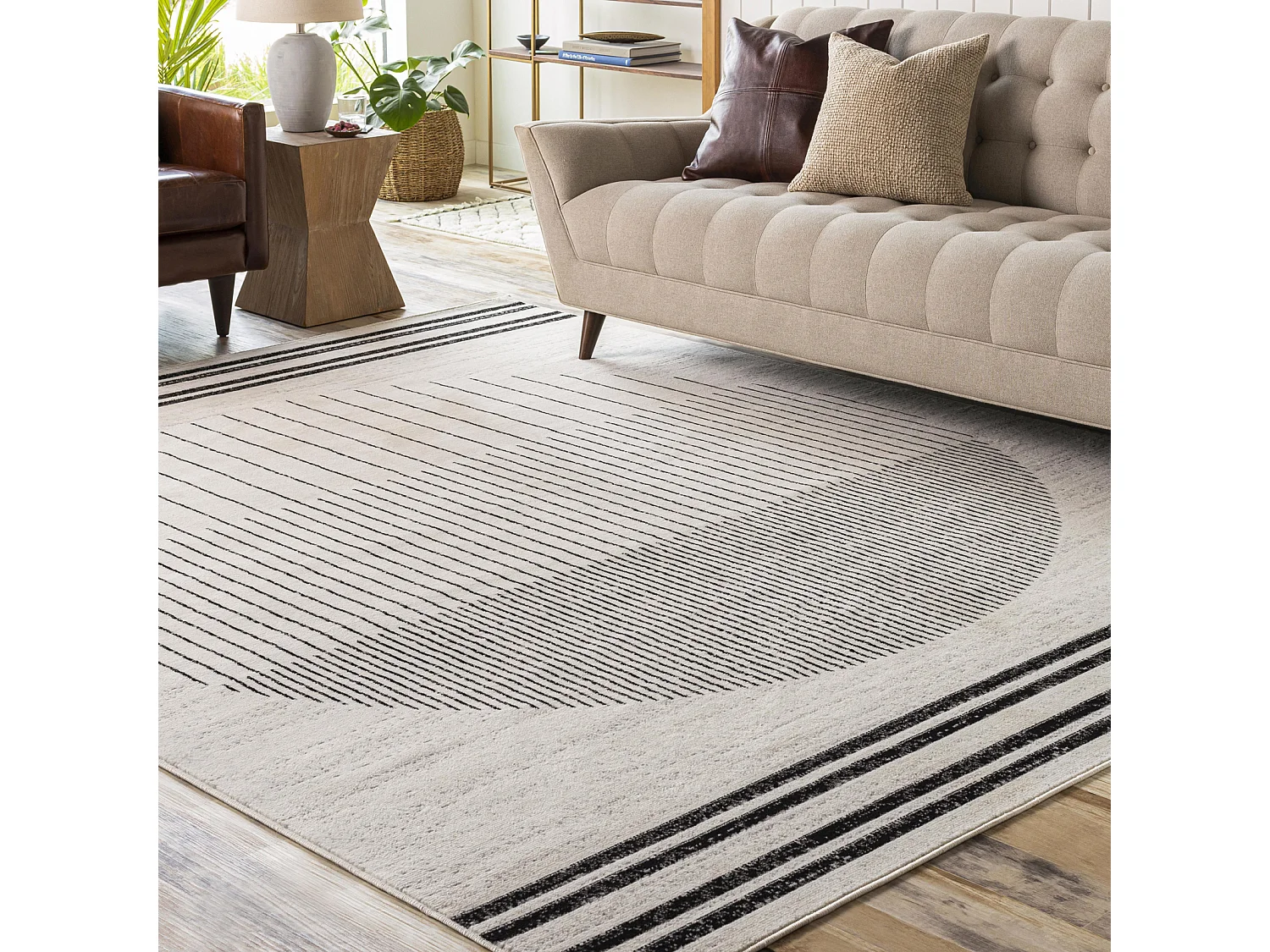 Modern Scandinavisch Tapijt - Wit/Zwart - 152x213cm - ENSO