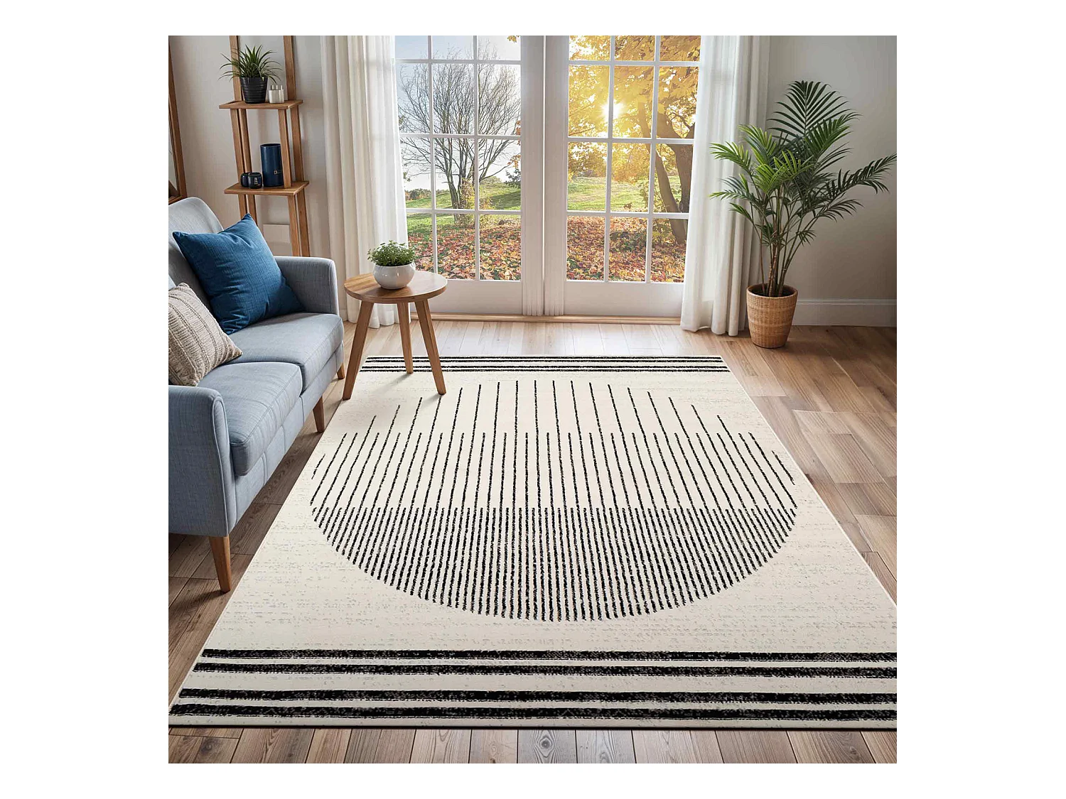 Alfombra Escandinava Moderna - Blanco/Negro - 152x213cm - ENSO