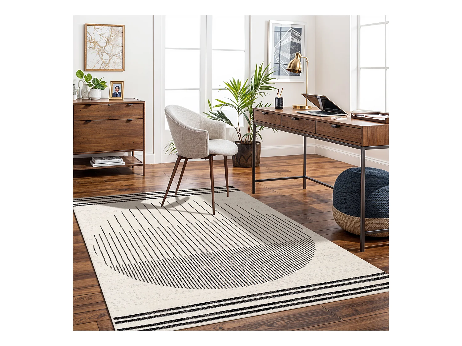 Alfombra Escandinava Moderna - Blanco/Negro - 152x213cm - ENSO