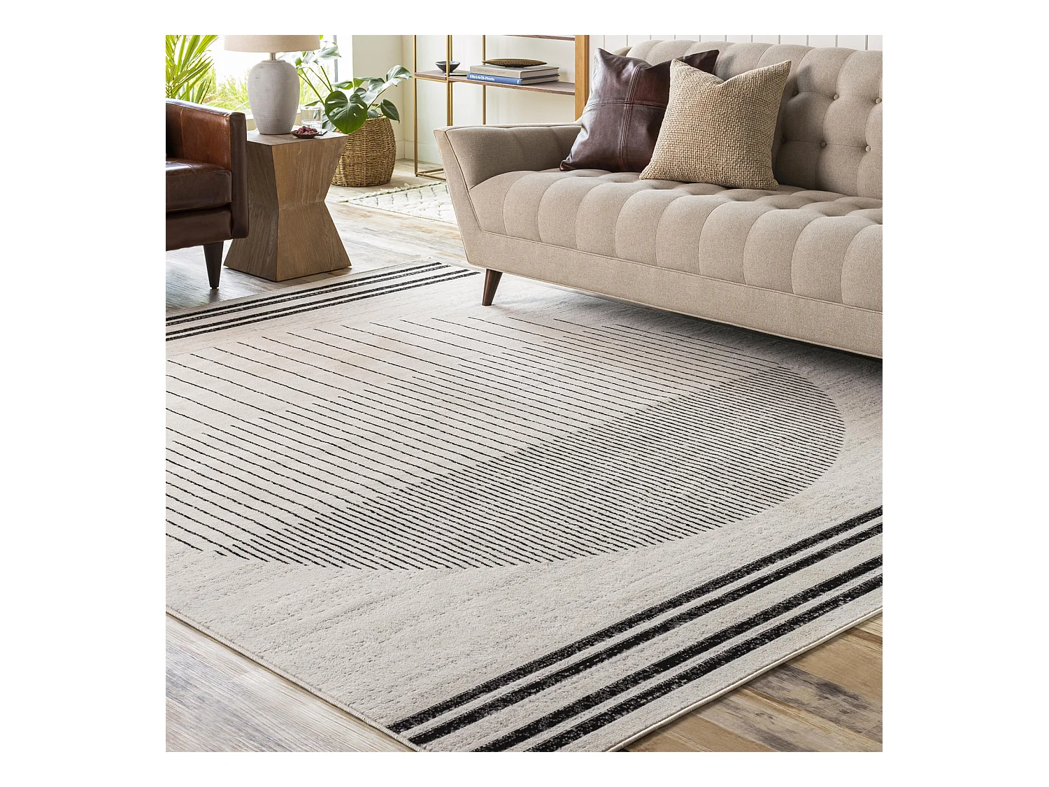 Alfombra Escandinava Moderna - Blanco/Negro - 152x213cm - ENSO