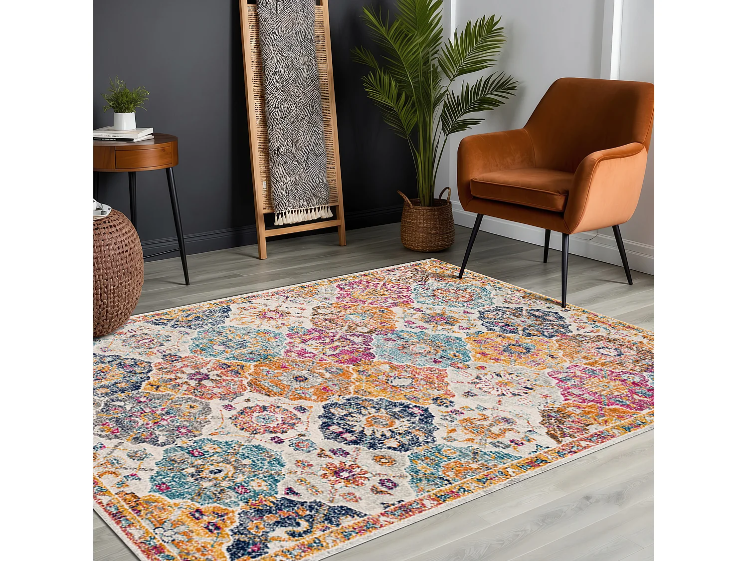 Vintage Oosters Tapijt - Meerkleurig/Oranje - 160x220cm - INES