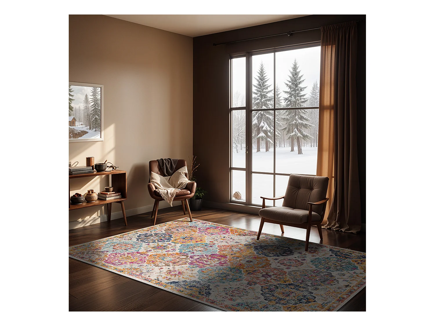 Vintage Oosters Tapijt - Meerkleurig/Oranje - 160x220cm - INES