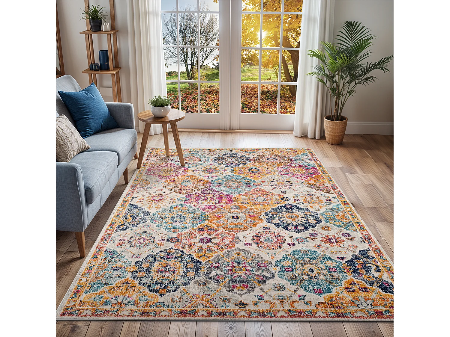 Vintage Oosters Tapijt - Meerkleurig/Oranje - 160x220cm - INES