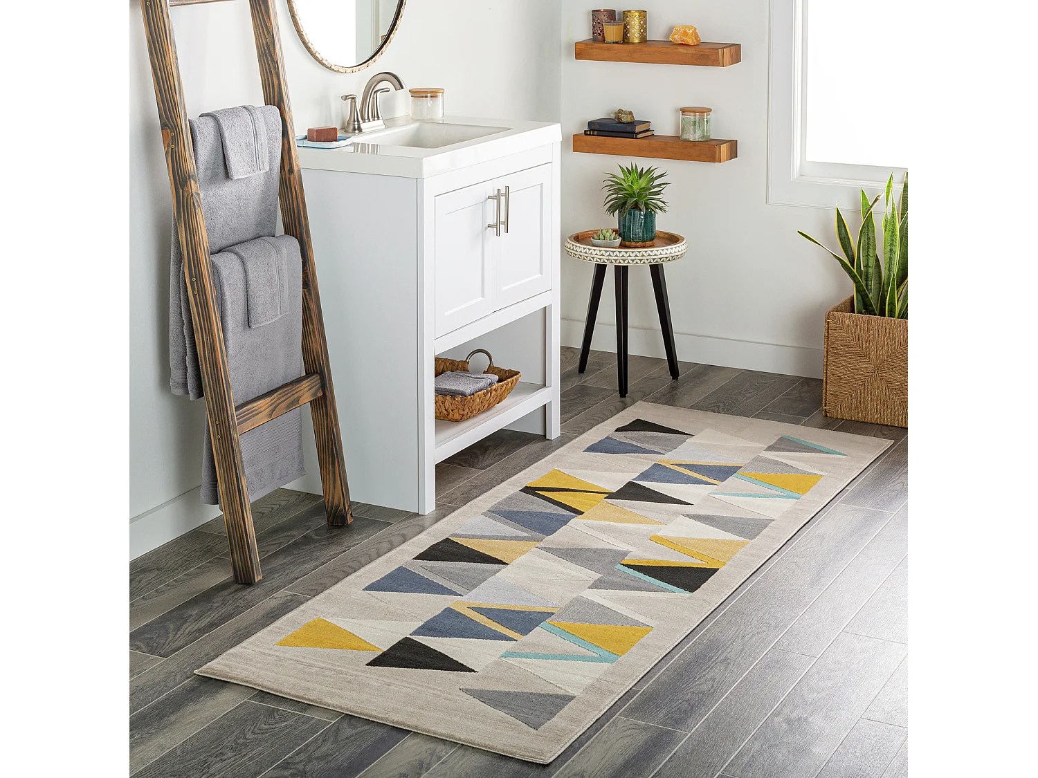 Tapis de Couloir Scandinave Moderne - Multicolore/Gris - 80x220cm - DELANEY