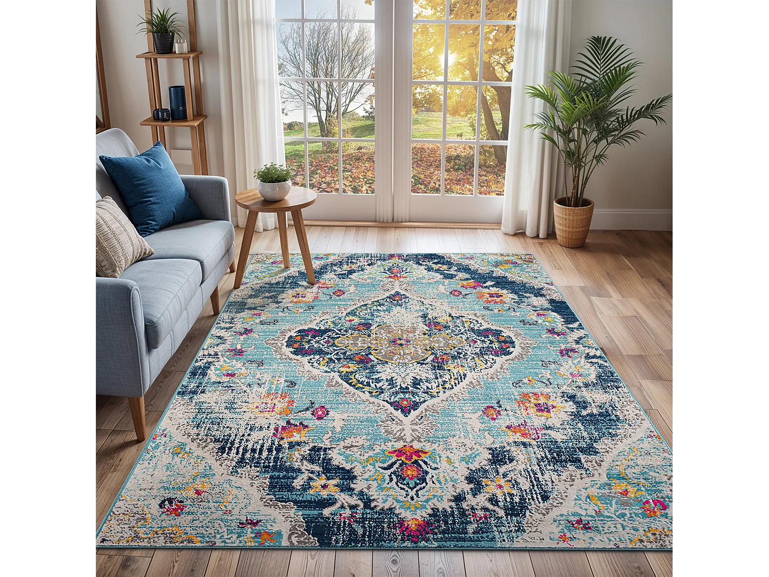 Vintage Oosters Tapijt - Meerkleurig/Blauw - 160x215cm - ROMY