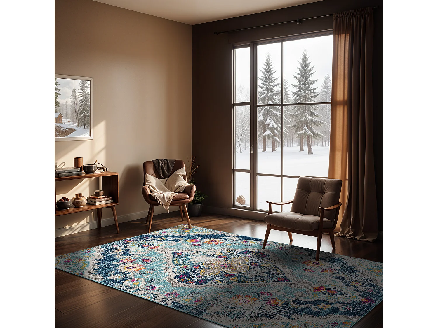 Vintage Oosters Tapijt - Meerkleurig/Blauw - 160x215cm - ROMY