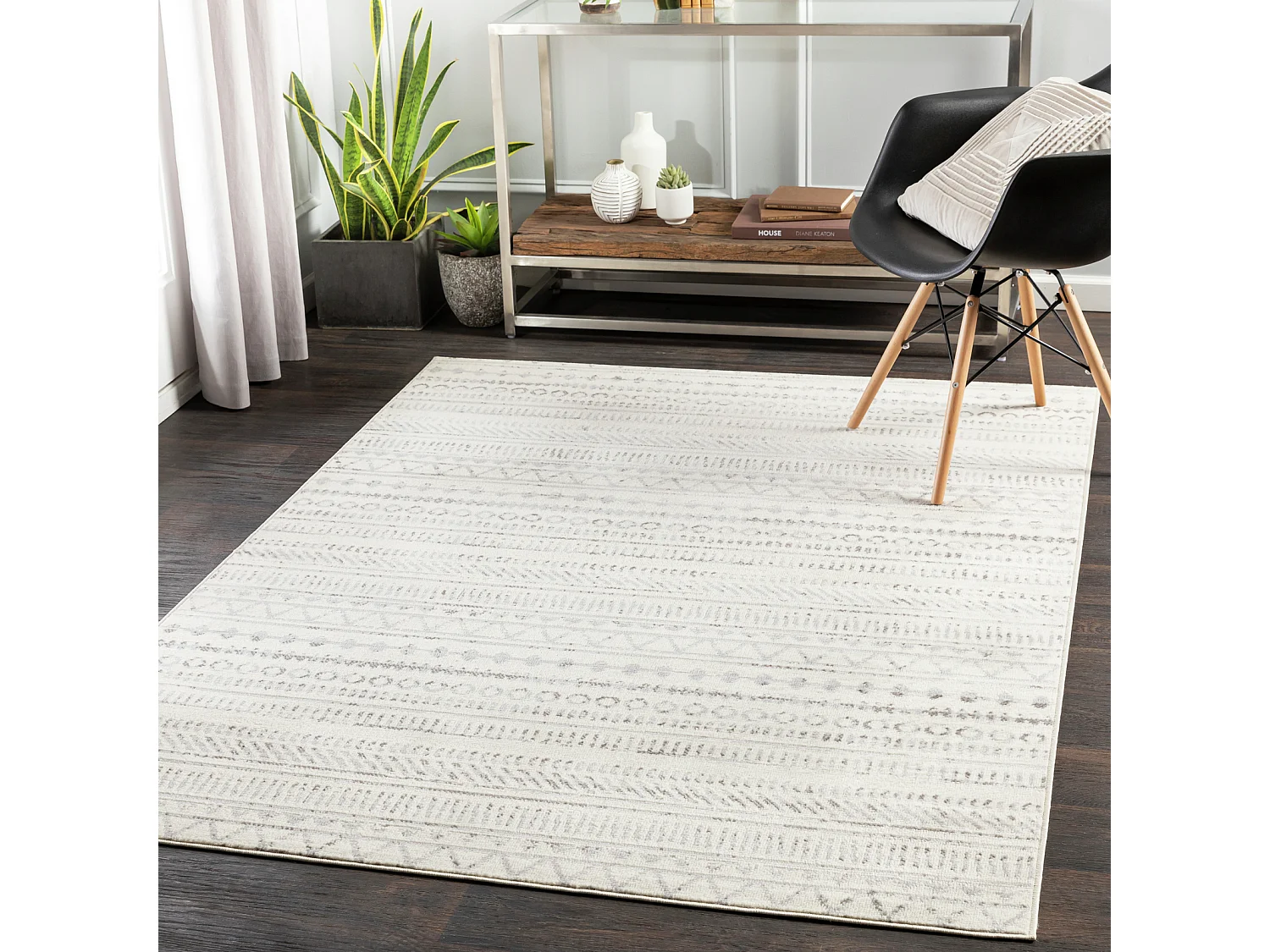 Tapis Scandinave Bohème - Gris/Blanc - 200x275cm - MARWA