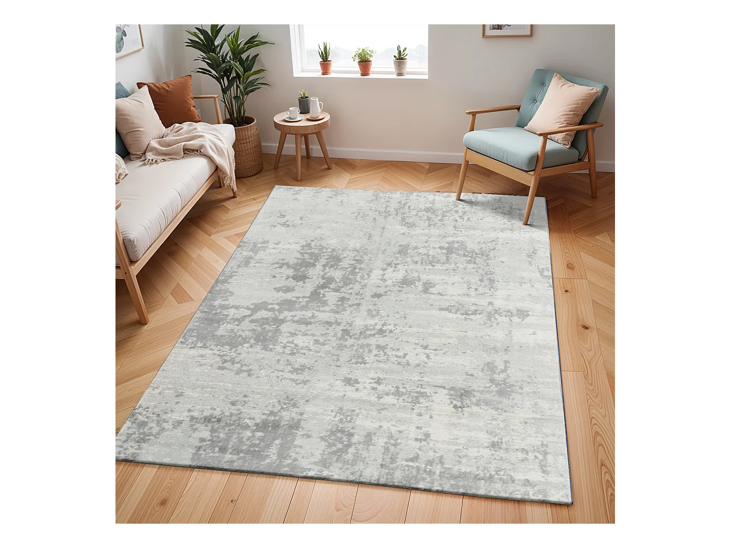 Tapis Abstrait Moderne - Gris/Ivoire - 160x220cm - VICTOIRE