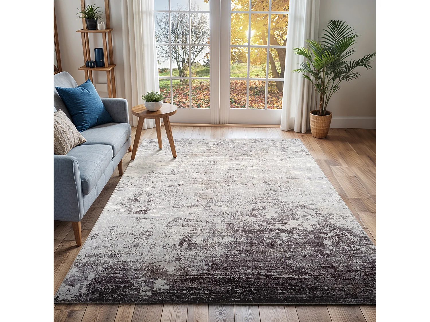 Modern Abstract Tapijt - Grijs/Wit - 200x275cm - FIONA