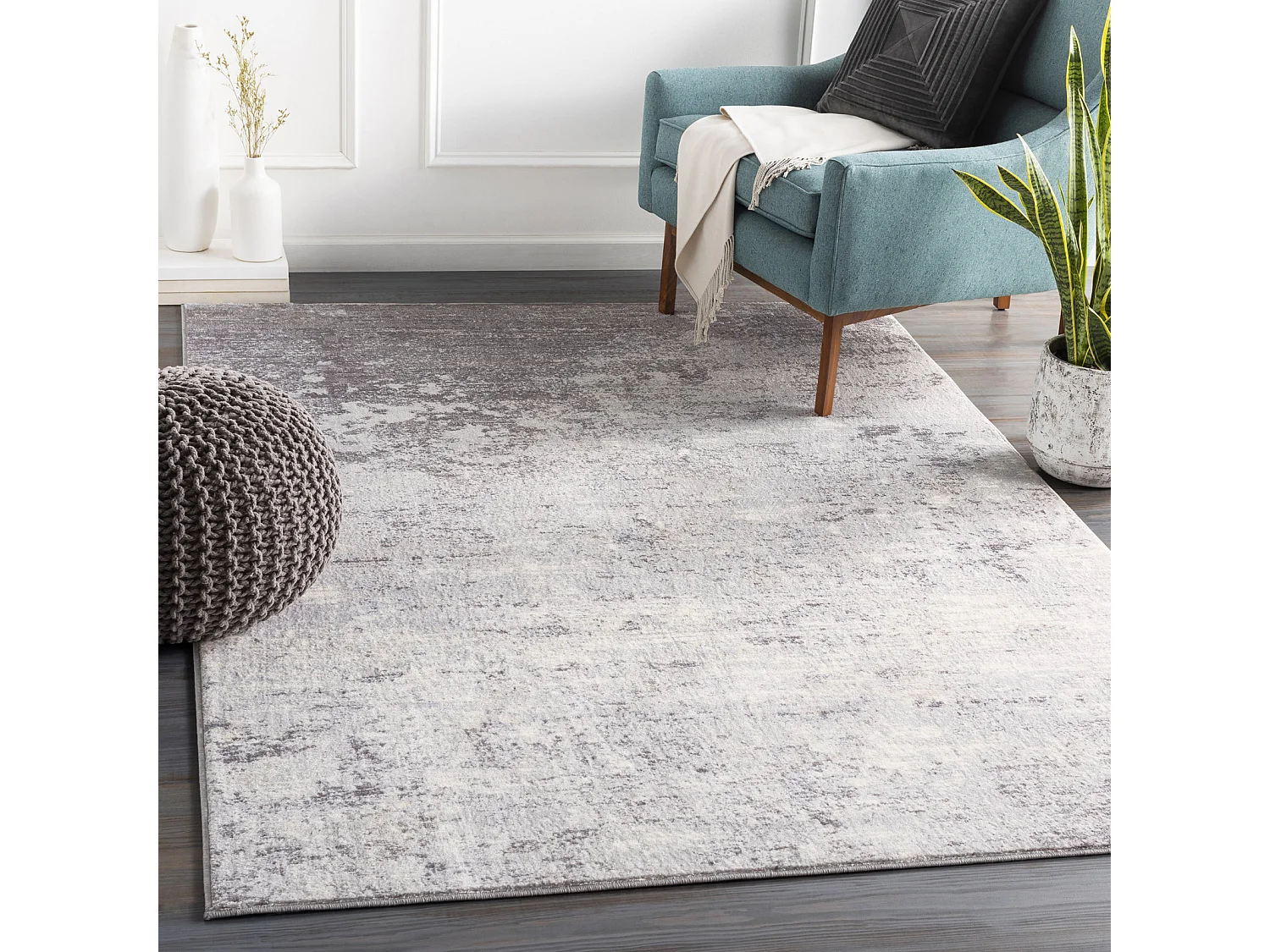 Modern Abstract Tapijt - Grijs/Wit - 200x275cm - FIONA