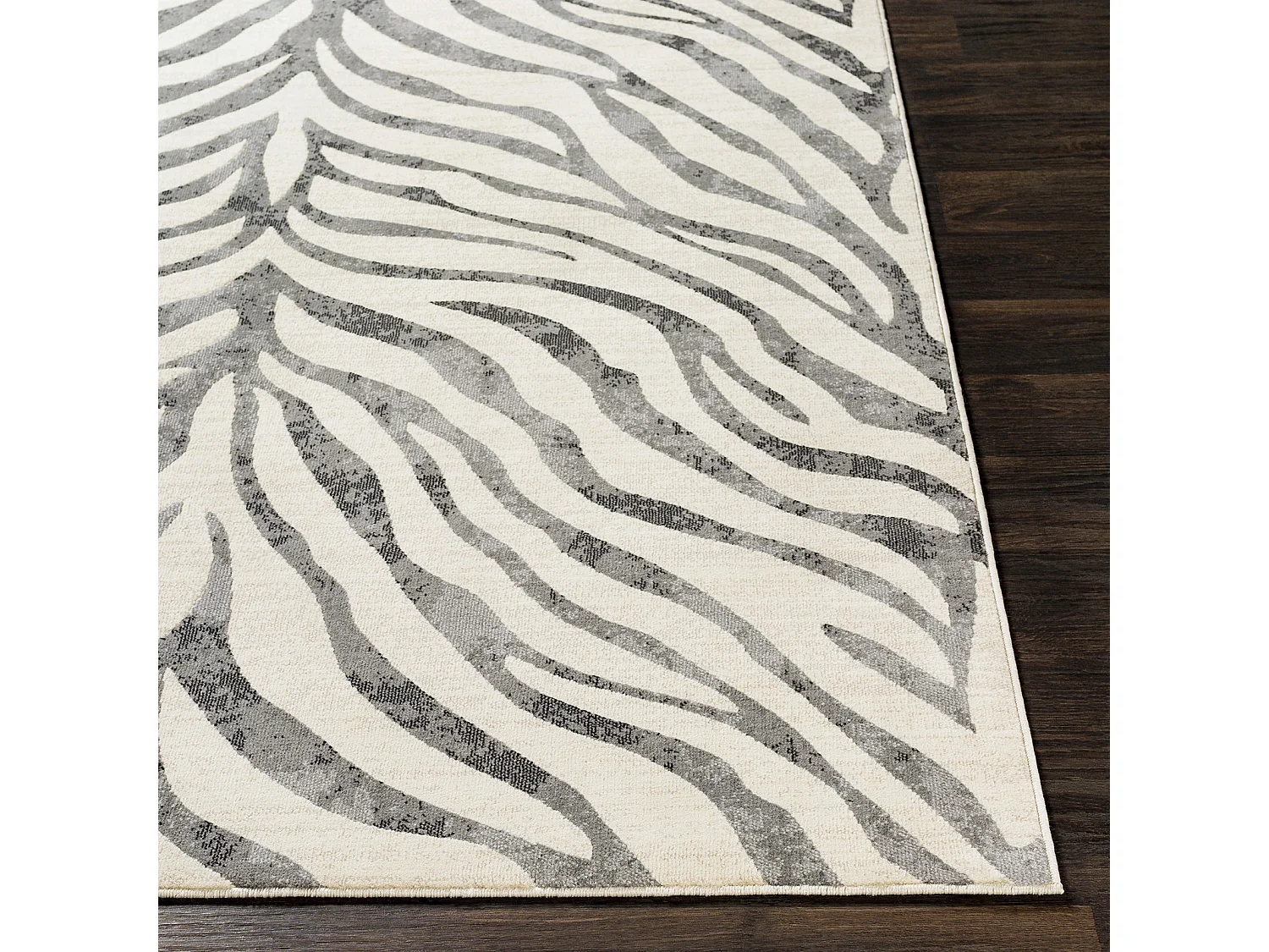 Tapis Zébré Bohème - Gris Foncé/Beige - 200x275cm - CYBELE