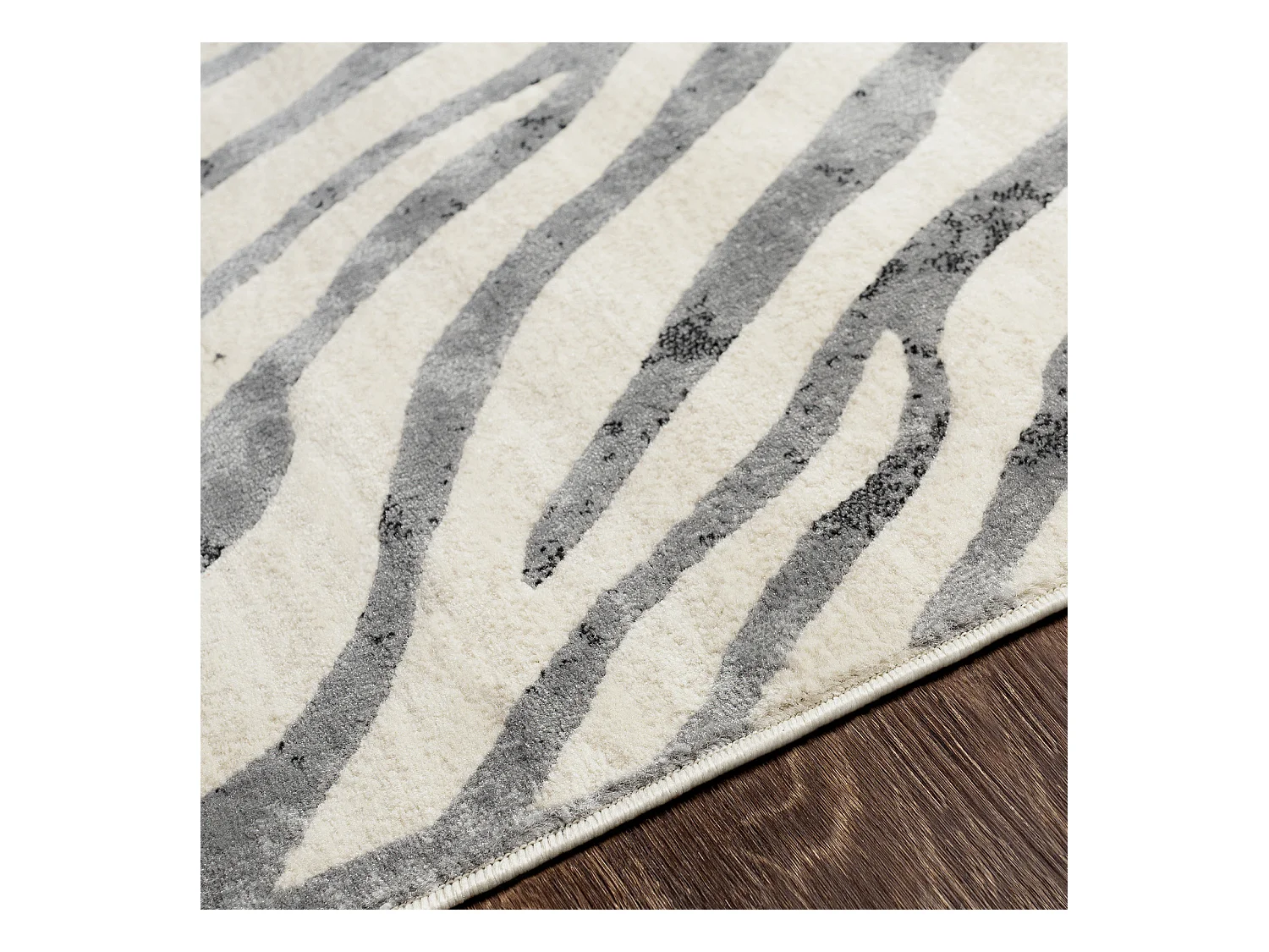Tapis Zébré Bohème - Gris Foncé/Beige - 200x275cm - CYBELE