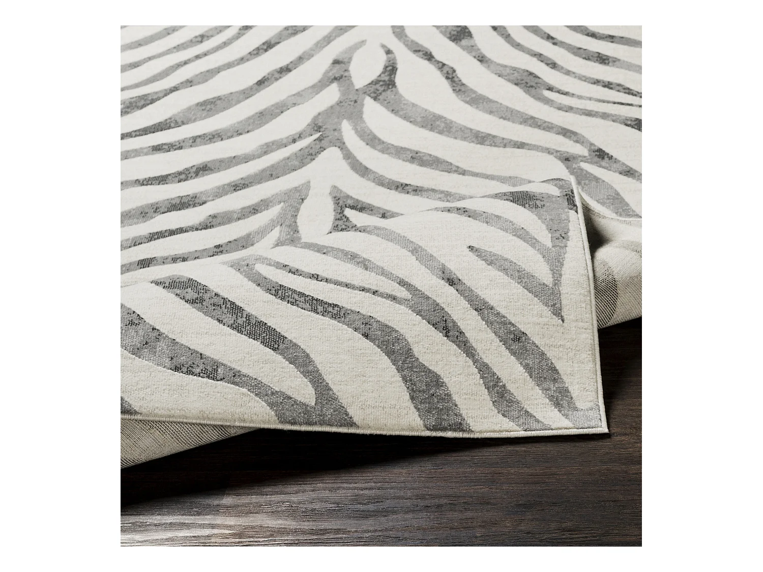 Tapis Zébré Bohème - Gris Foncé/Beige - 200x275cm - CYBELE