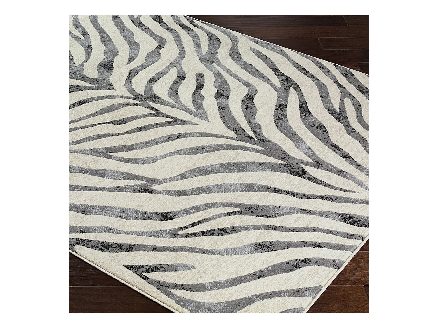 Tapis Zébré Bohème - Gris Foncé/Beige - 200x275cm - CYBELE