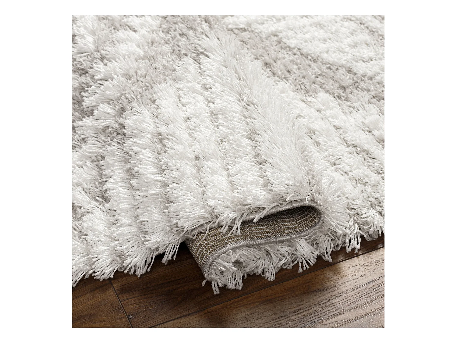 Zacht Hoogpolig Shaggy Boho Tapijt - Wit/Grijs - 160x220cm - NURIA