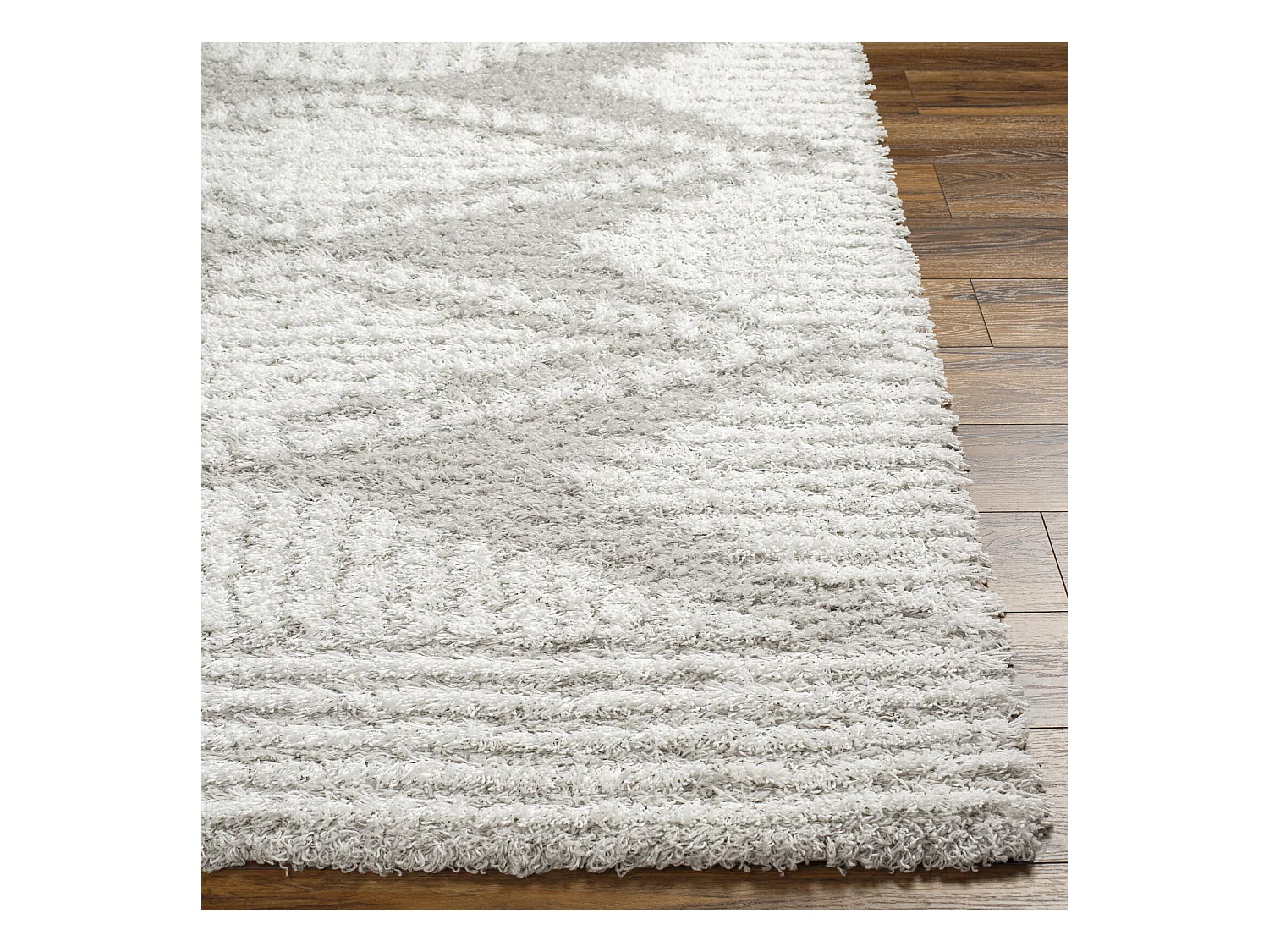 Zacht Hoogpolig Shaggy Boho Tapijt - Wit/Grijs - 160x220cm - NURIA