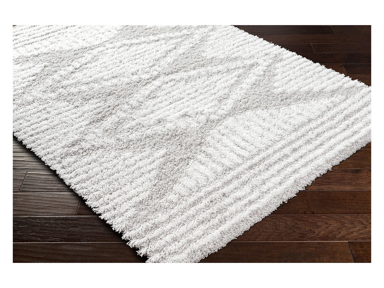 Zacht Hoogpolig Shaggy Boho Tapijt - Wit/Grijs - 160x220cm - NURIA