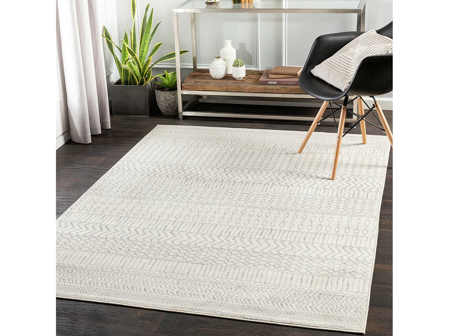 Alfombra Escandinava Bohemia - Blanco/Gris - 152x213cm - BIANCA