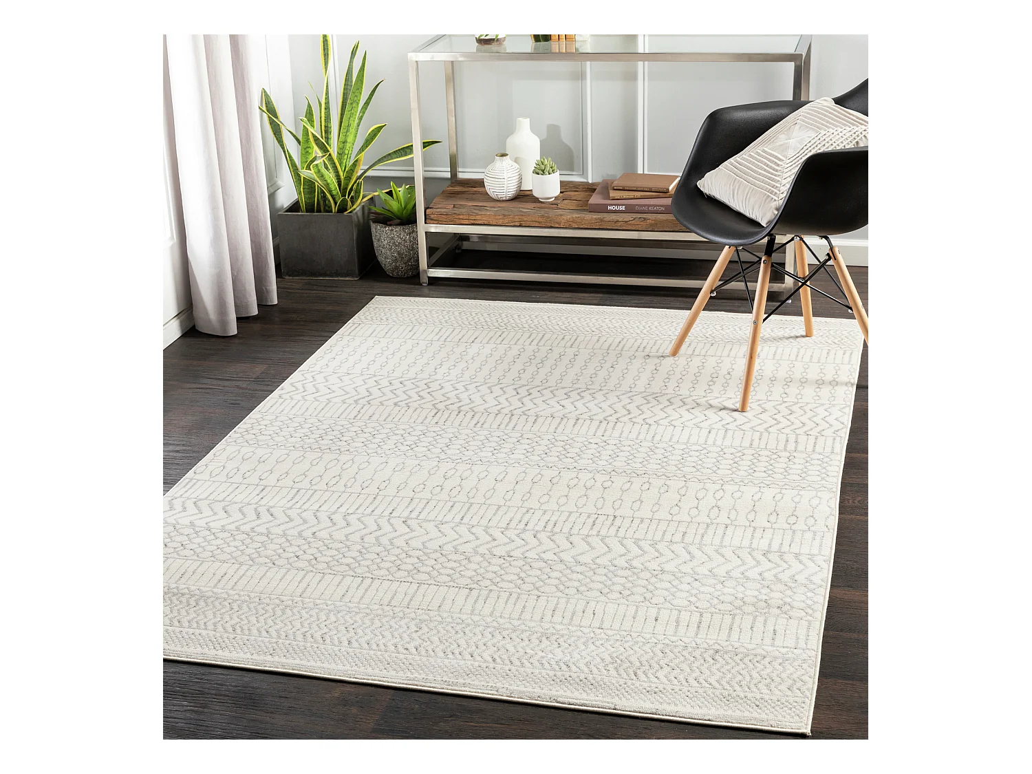Alfombra Escandinava Bohemia - Blanco/Gris - 152x213cm - BIANCA