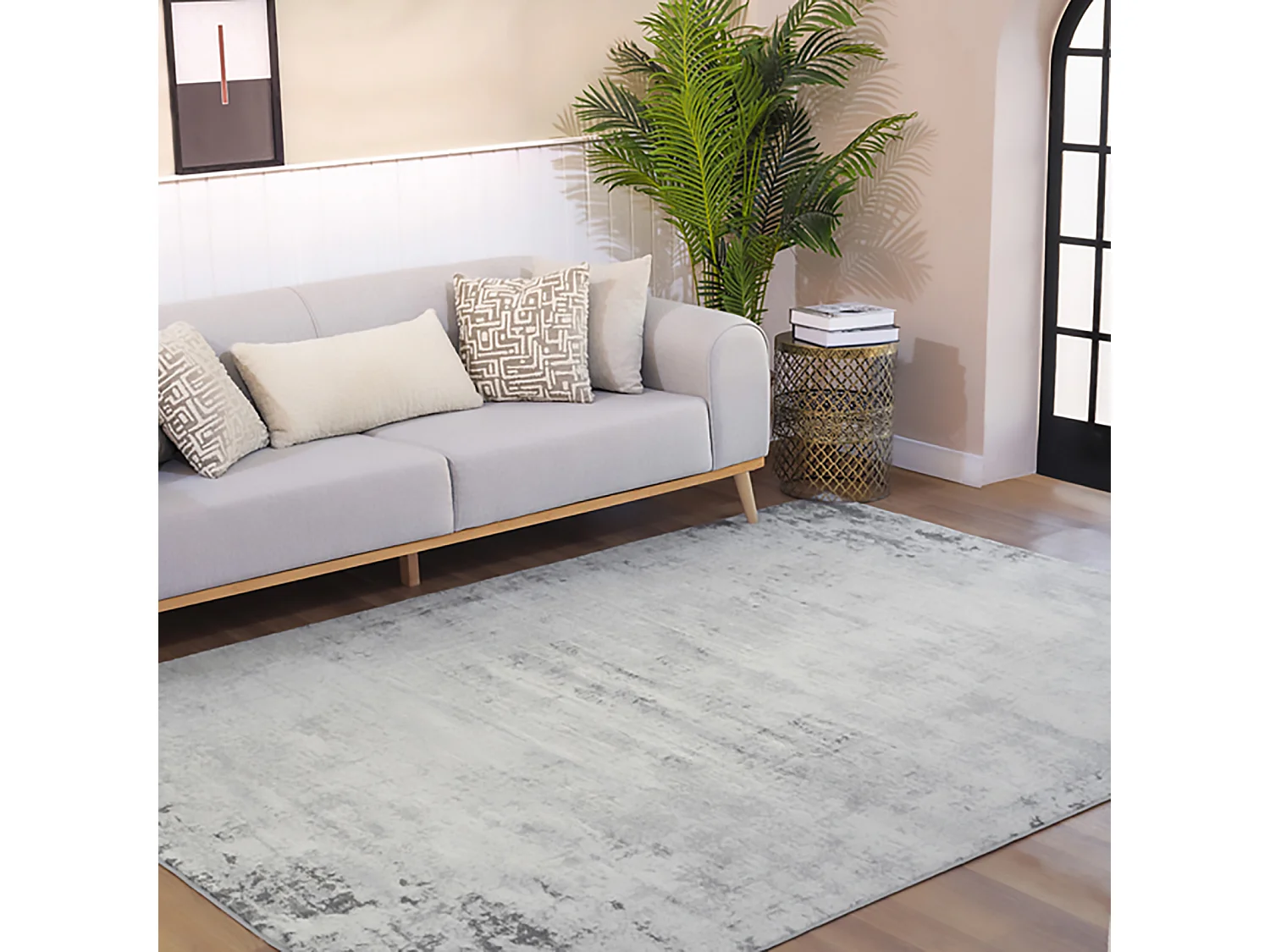 Modern Abstract Tapijt - Wit/Grijs - 160x215cm - ALIX