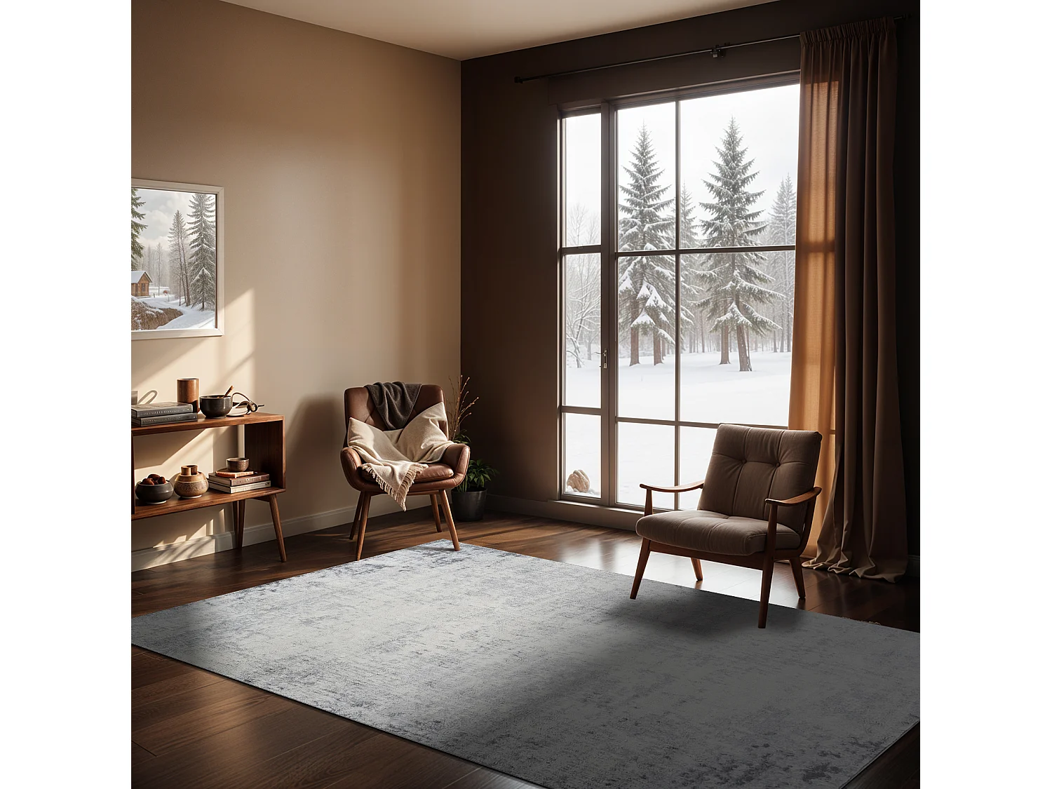 Modern Abstract Tapijt - Wit/Grijs - 160x215cm - ALIX