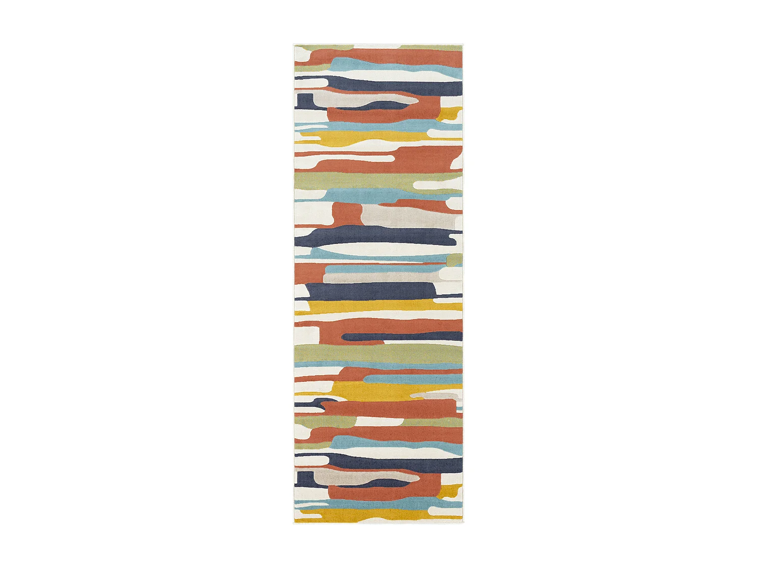 Tapis de Couloir Scandinave Moderne - Multicolore/Orange - 80x220cm - ANAIS