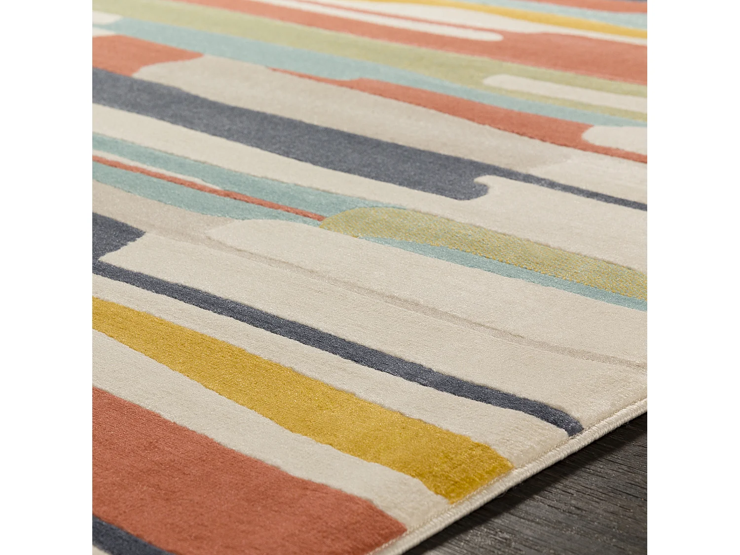 Tapis de Couloir Scandinave Moderne - Multicolore/Orange - 80x220cm - ANAIS