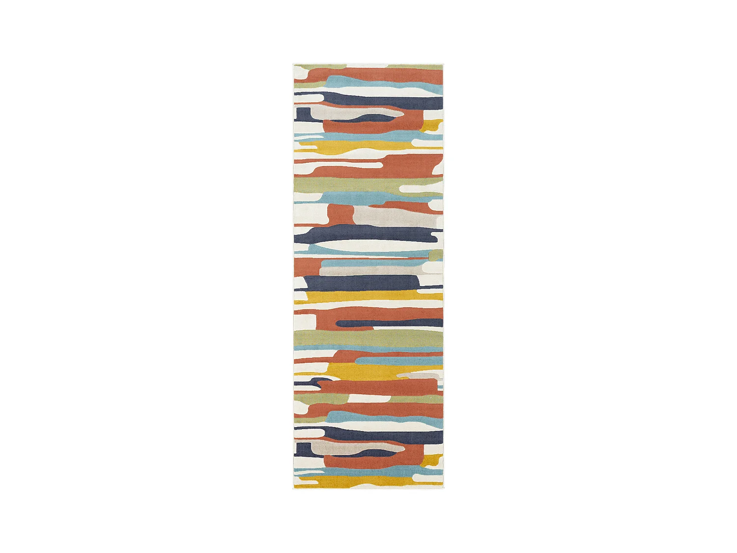 Tapis de Couloir Scandinave Moderne - Multicolore/Orange - 80x220cm - ANAIS