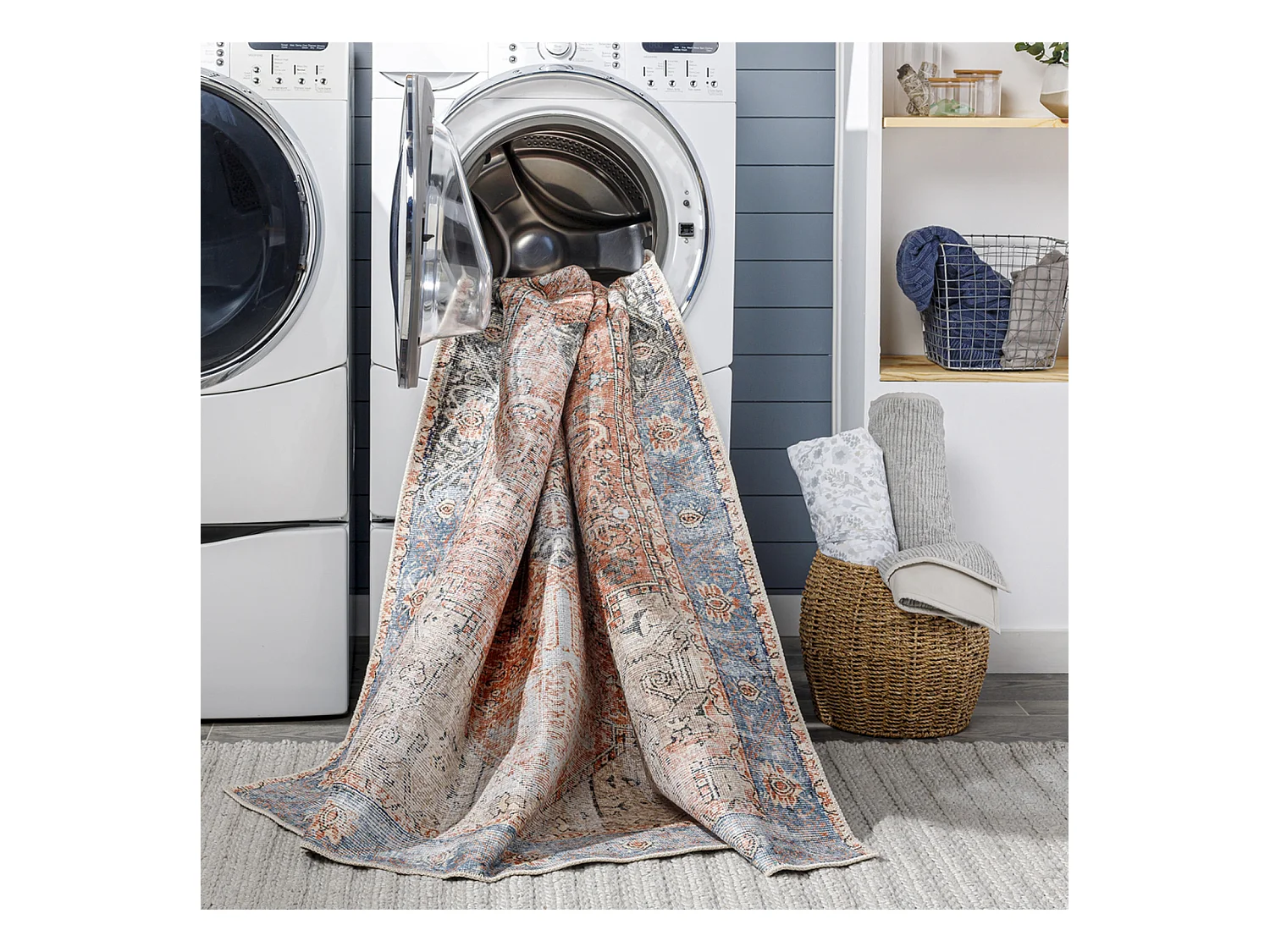 Afwasbaar Vintage Tapijt - Rood/Blauw - 200x275cm - LANA